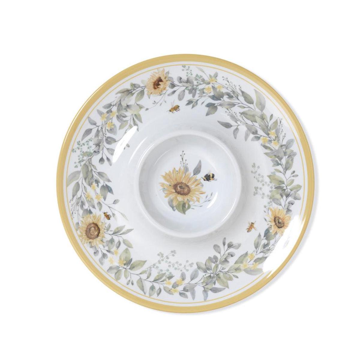 Melamine Chip & Dip Plate Bee Design 15"