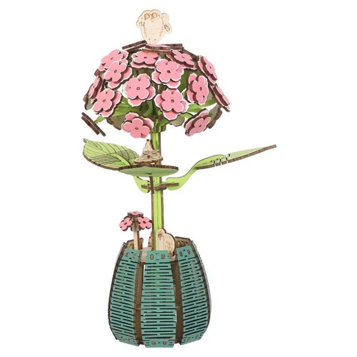 Wooden Flower Pot Hydrangea Puzzle Kit Desktop Floral Decor Set