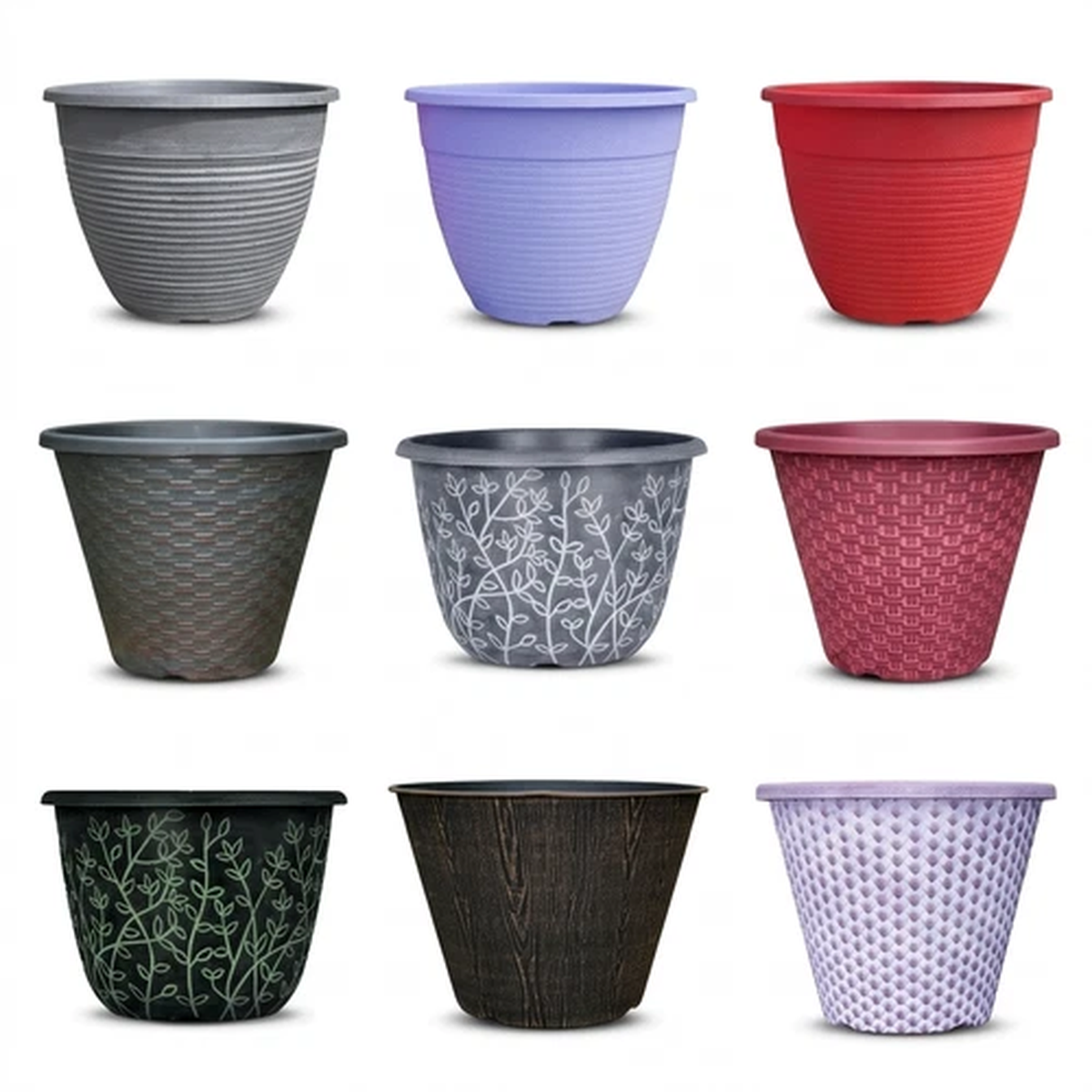 Large Round Plastic Plant Pots Garden Flowers Herbs Pots Planters Indoor Outdoor