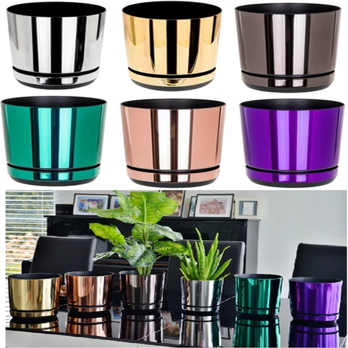 Modern Plastic Flower Plant Pot Stand Small Large Indoor Planter With Saucer