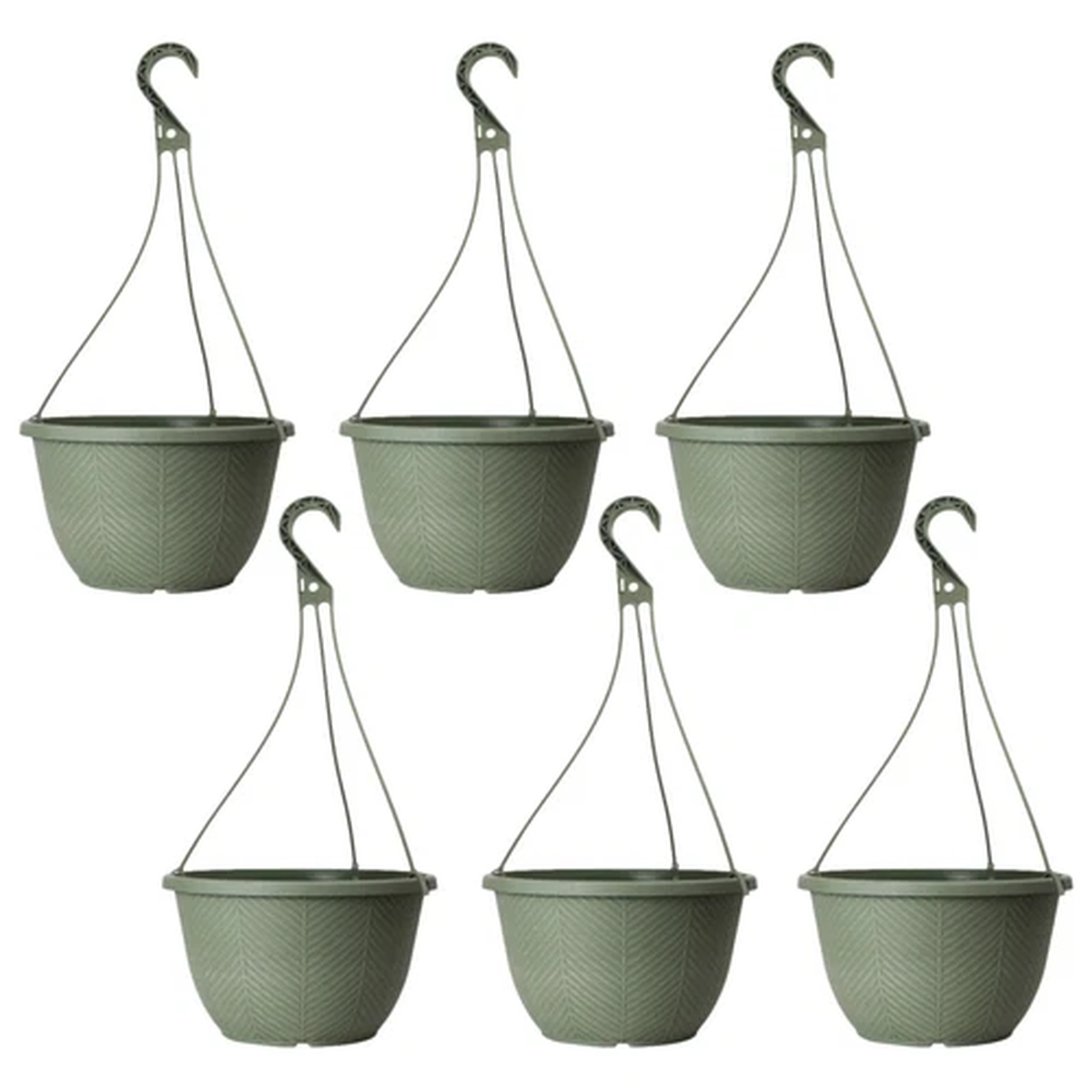Round Plastic Green Hanging Basket 30cm Plant Pot 8L Home Garden Hook Planter