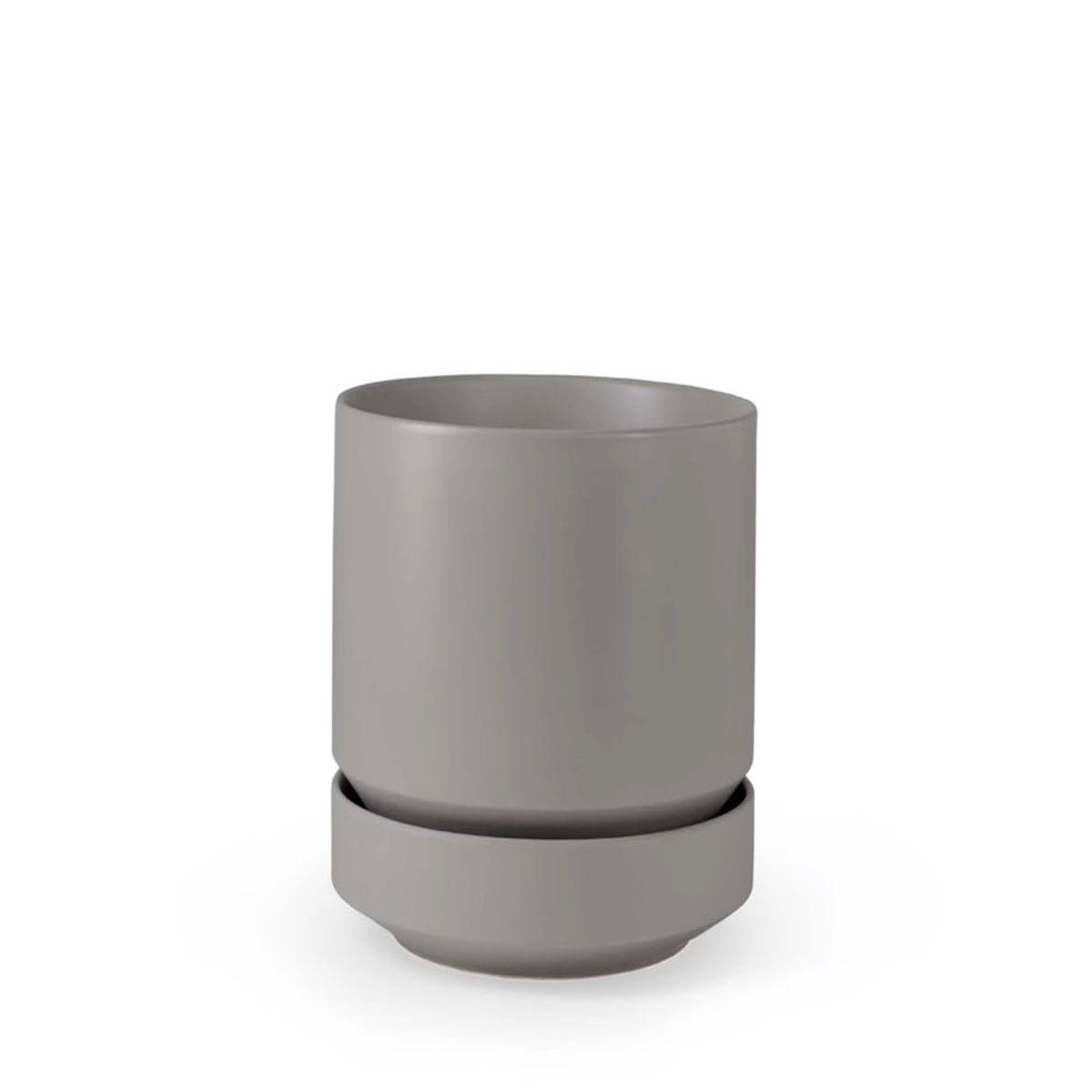 8" Round Two Planter - Gray
