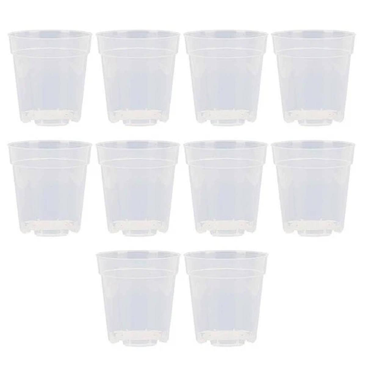 Quality Lightweight Plastic Flowerpots Set of 10 with Drainage Feature