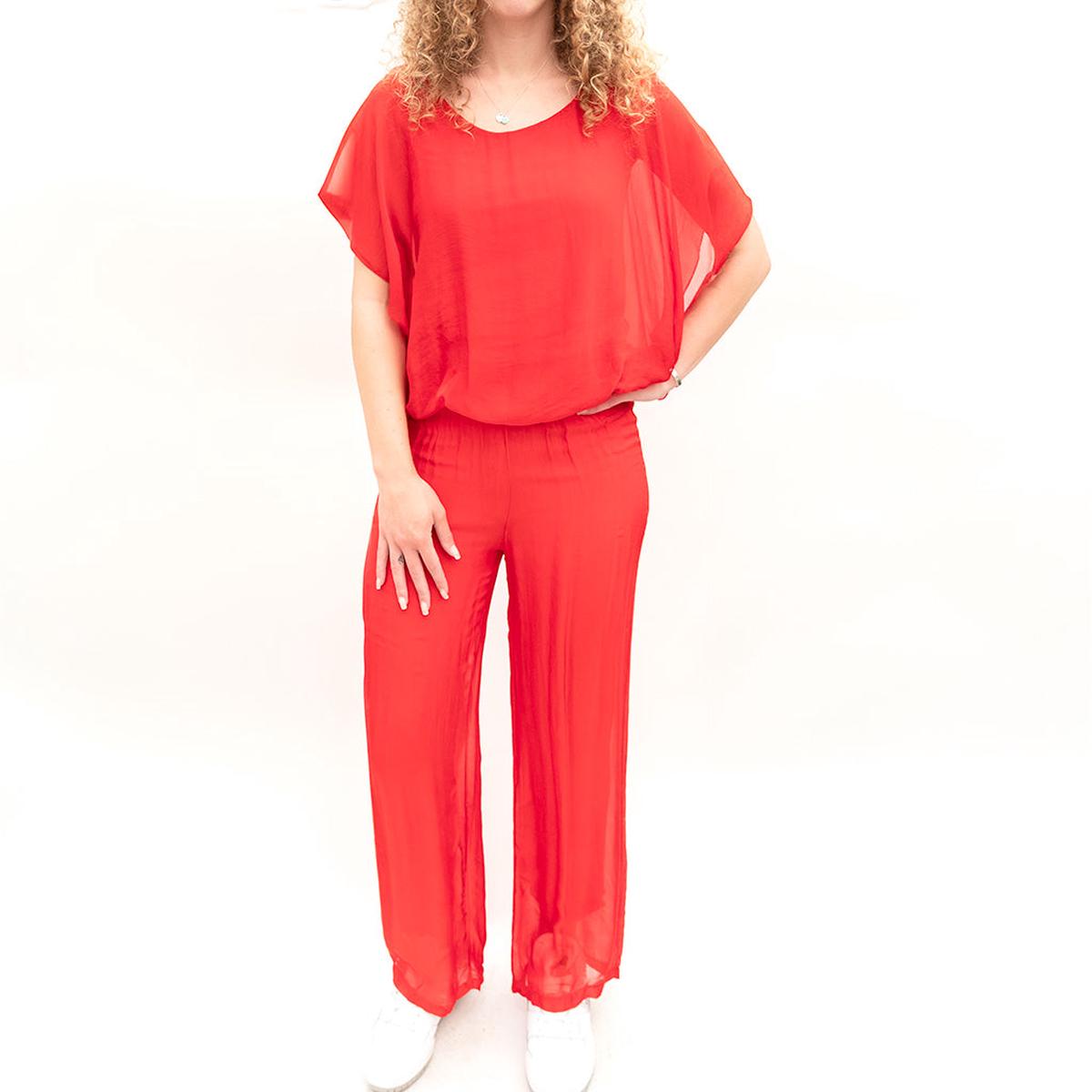 Woven Pull On Straight Leg Pant Cherry