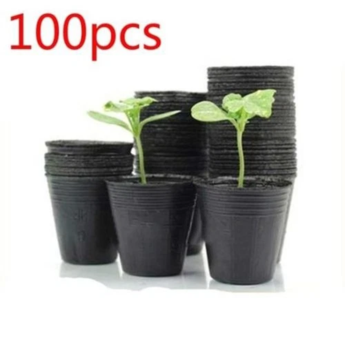 100PCS Black Small Plastic Pot Succulent Cacti Cuttings Plants Containers