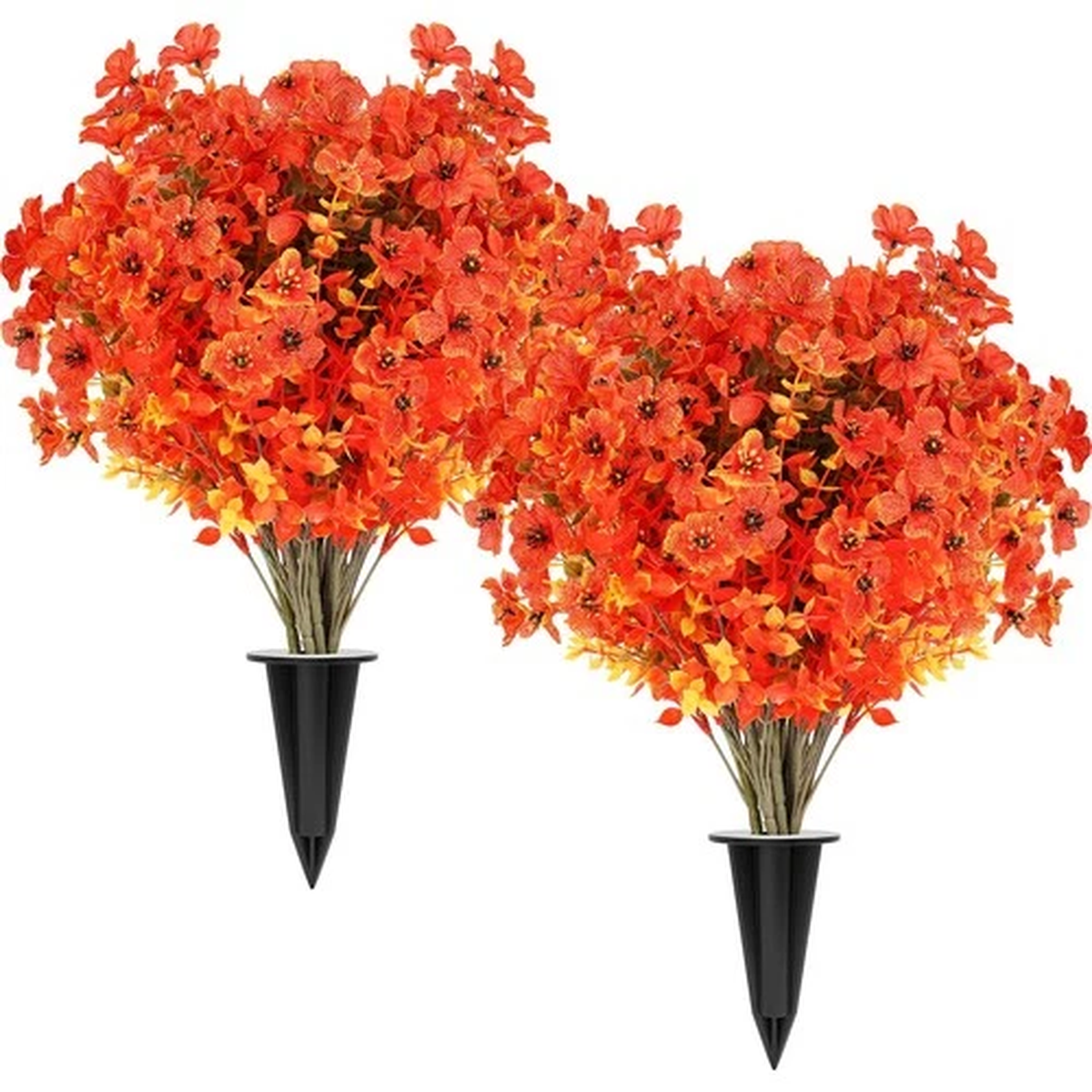 16 Bundles Artificial Flowers for Outdoors, Indoor Fake Plants with Ground Sp...