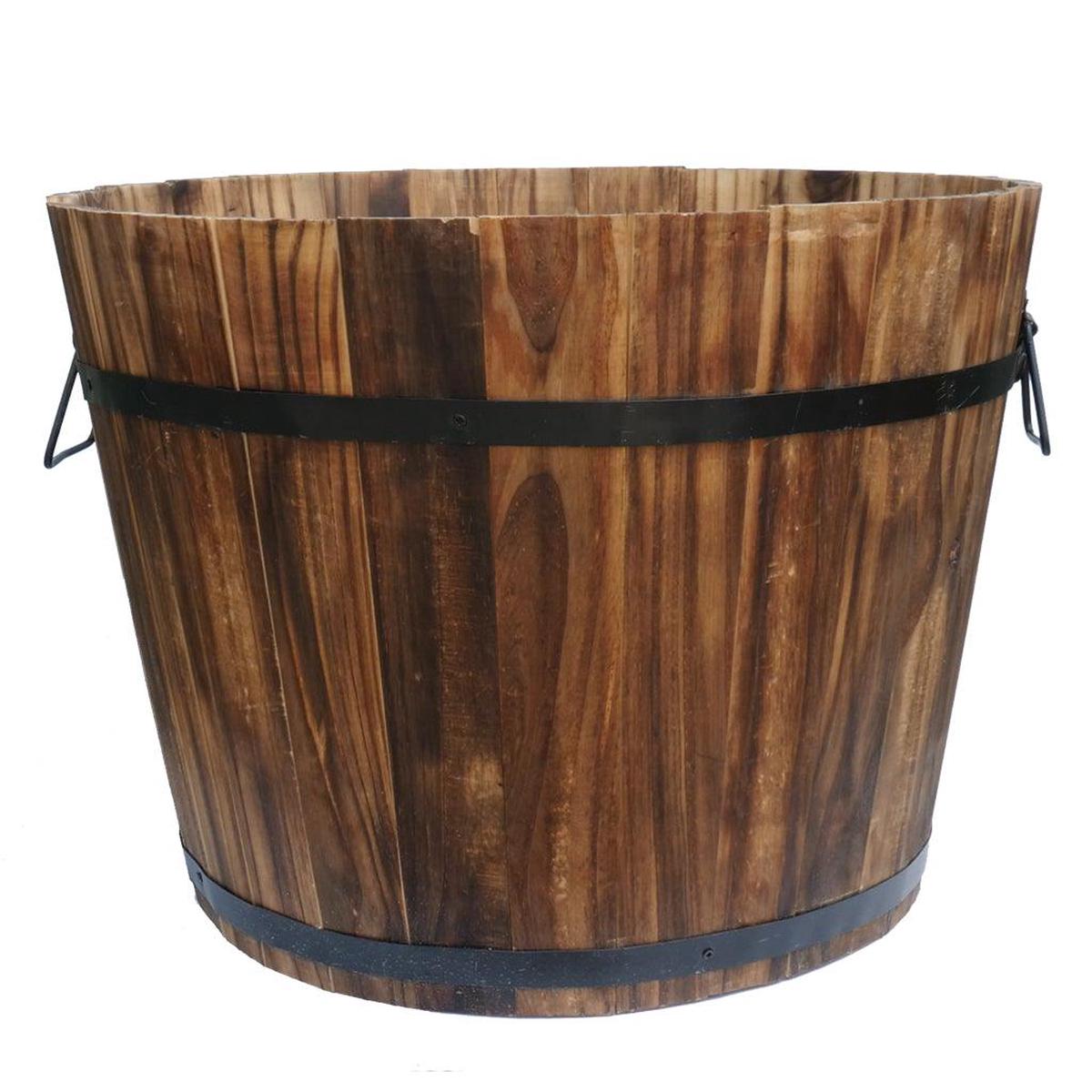 Lacquered Wood Barrel Burnt 20x15"