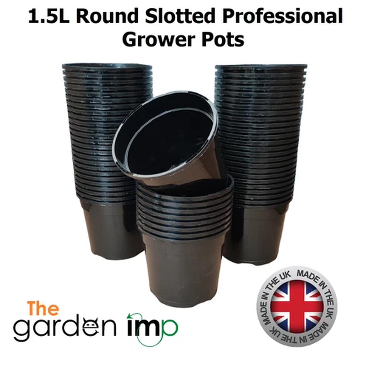 Plastic Plant Pots 1.5L 15cm Strong Round Professional Growing Flower Pot Black