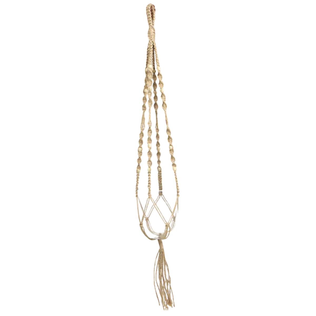 Natural Macrame Pot Hanger with Beads