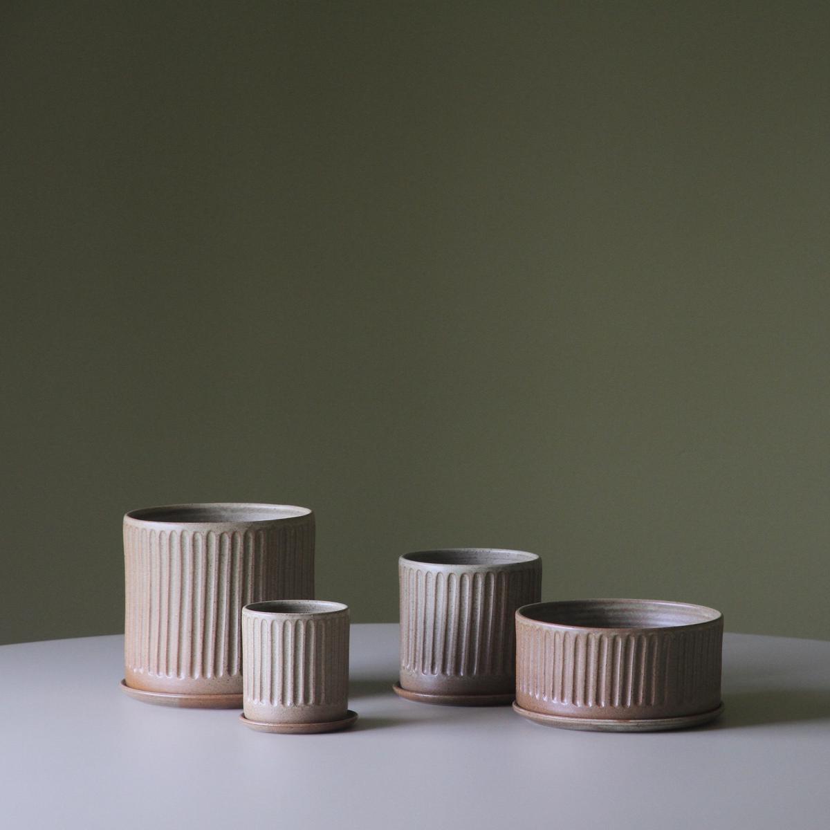 Oatmeal Fluted Planter by Arcadia Scott