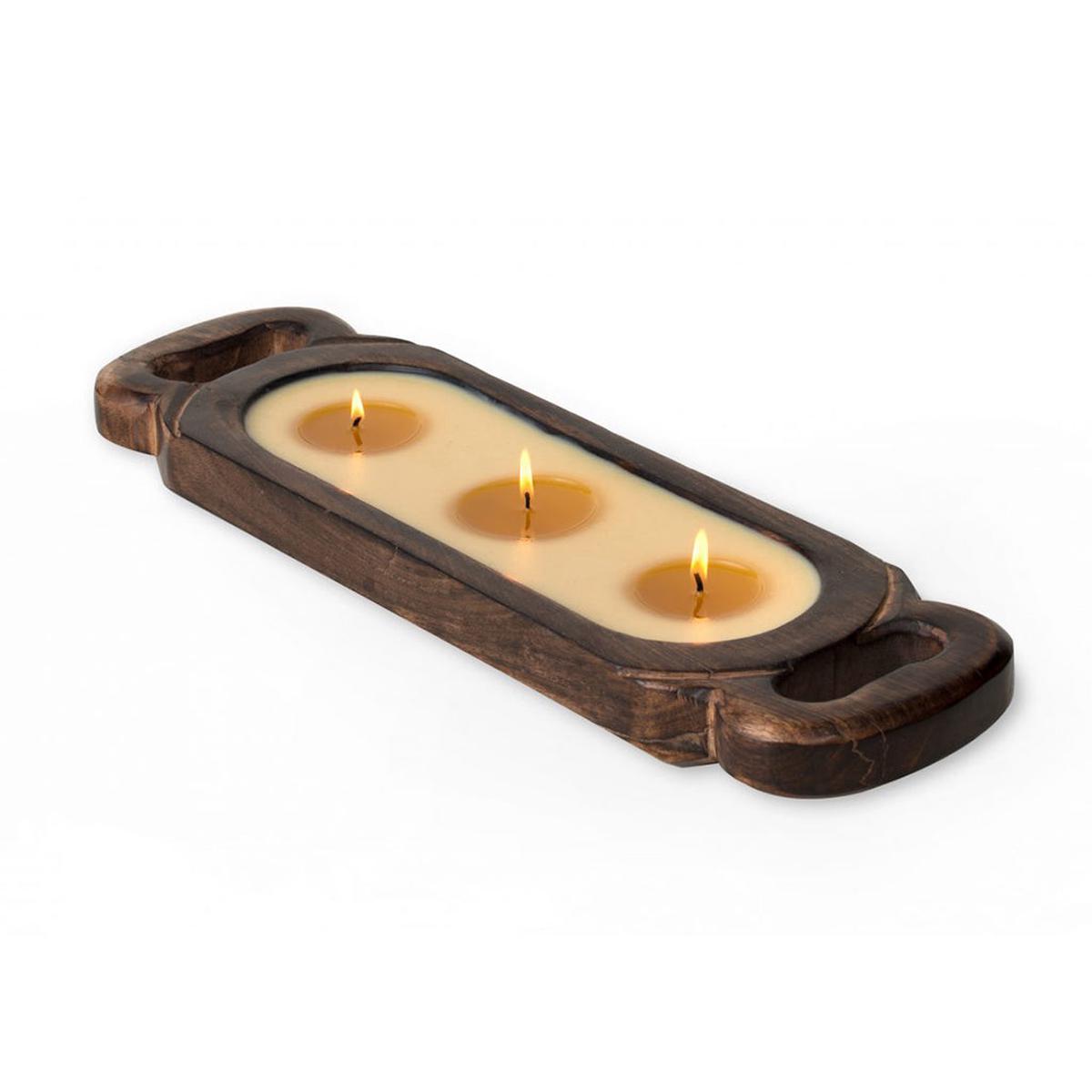 Small Wooden Candle Tray Bourbon Vanilla