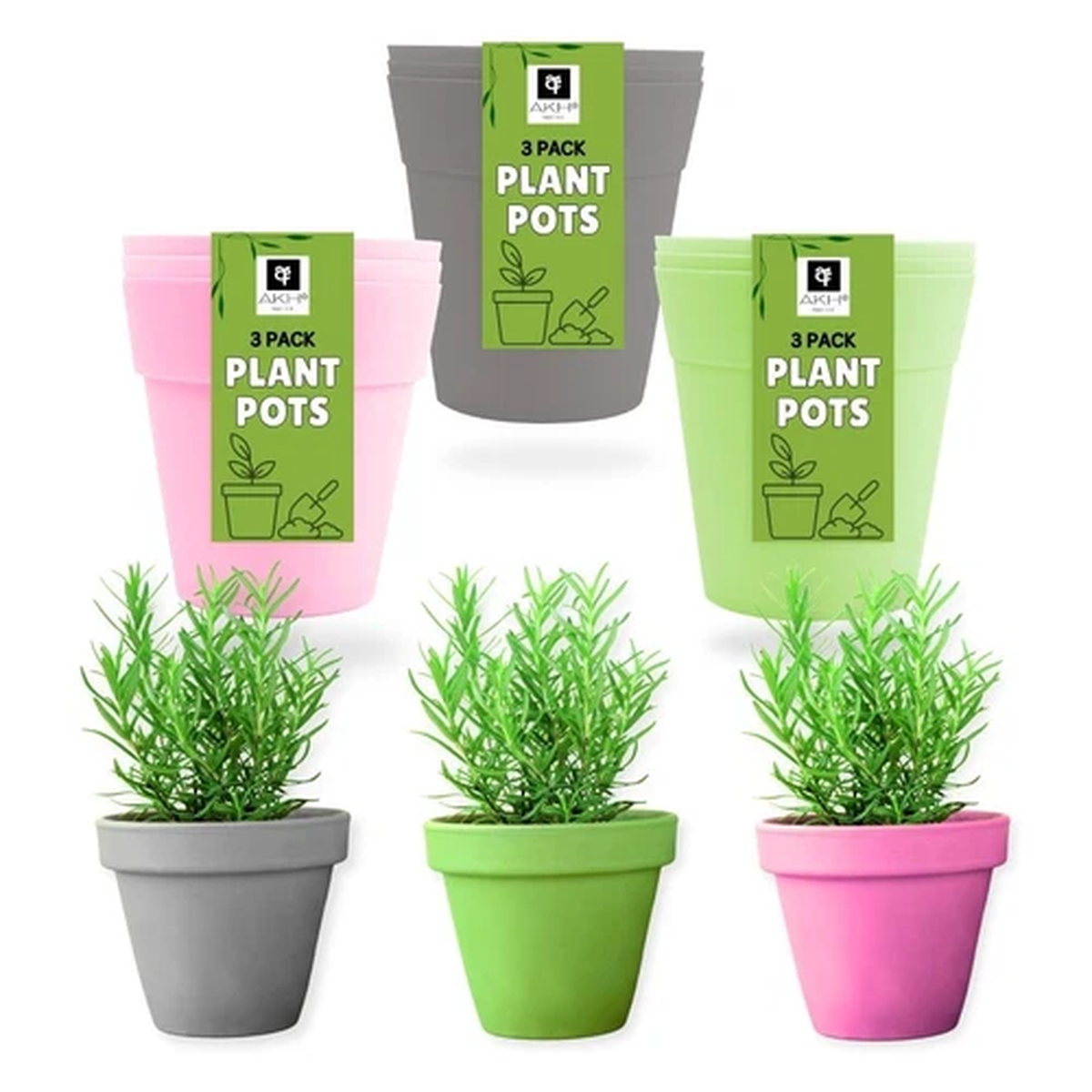 3 x Plastic Plant Pot Flower Pots 13 x 12.5 cm Indoor/Outdoor gardening planting