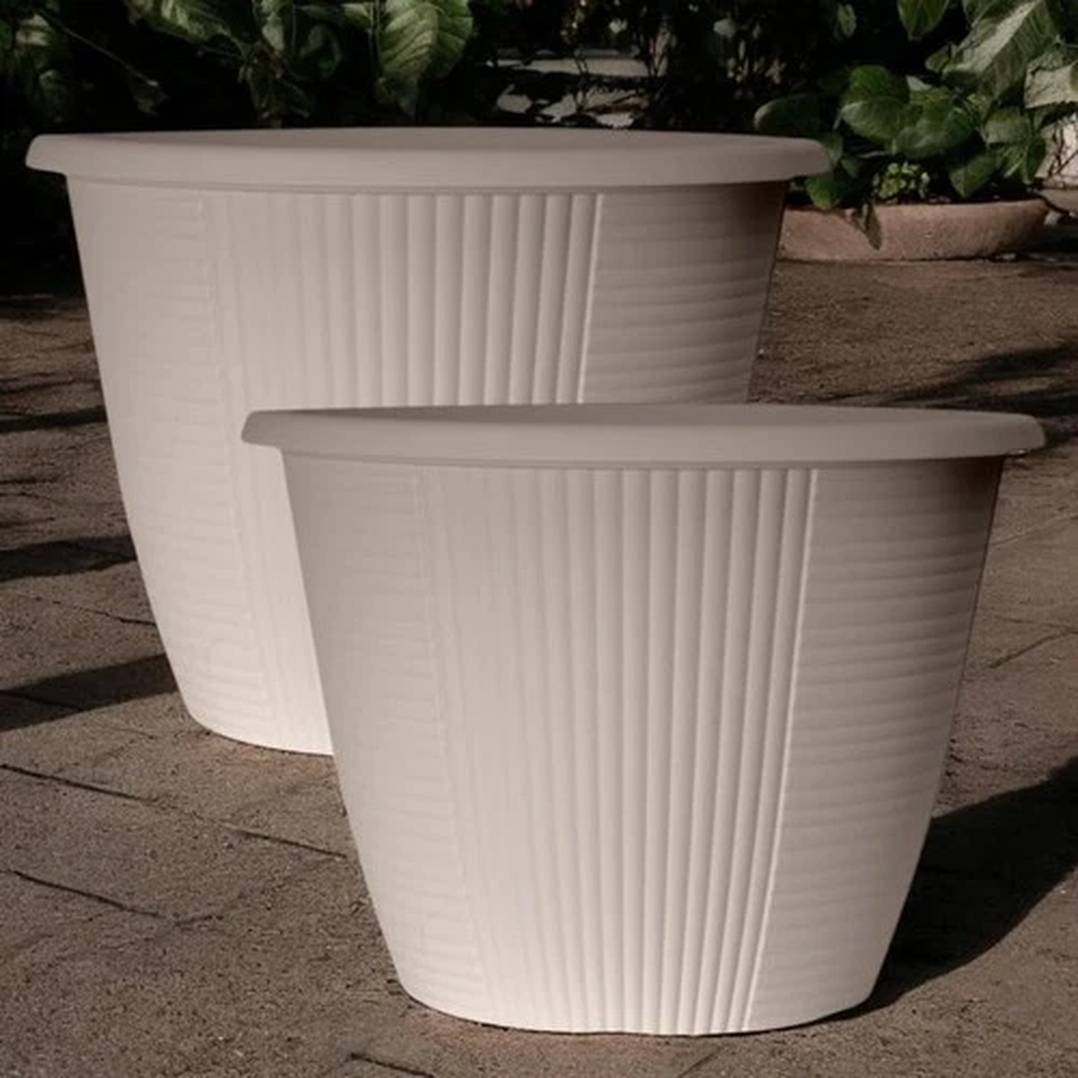 Amman 12 Smokey Beige Planter Pot Ribbed Indoor Outdoor Plant Pot