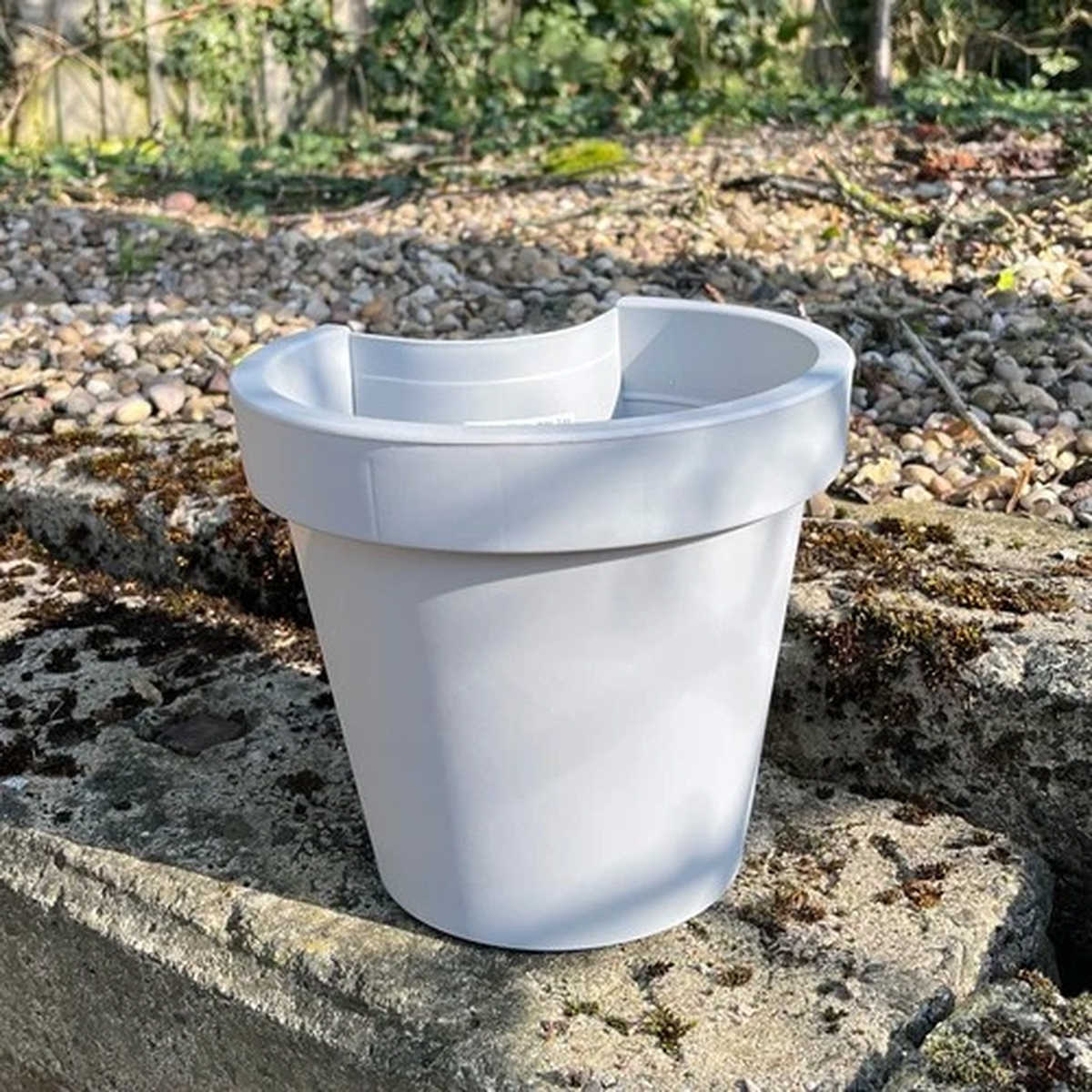 3 x Grey Drain Pipe Plant Flower Pots Planters Plastic Outdoor Garden Decor