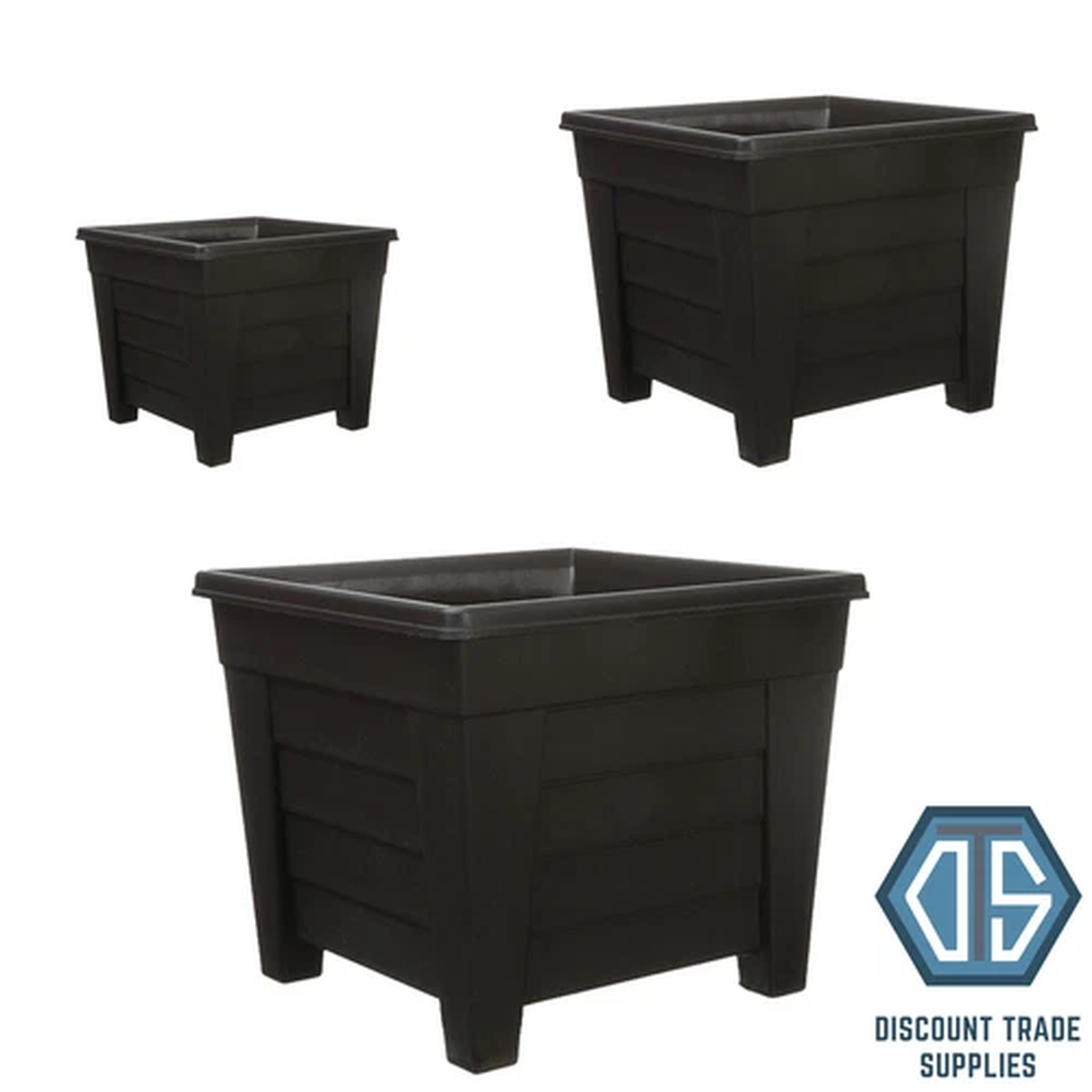 Grosvenor Gardening Ebony Lightweight Square Planter 27cm 33cm 38cm
