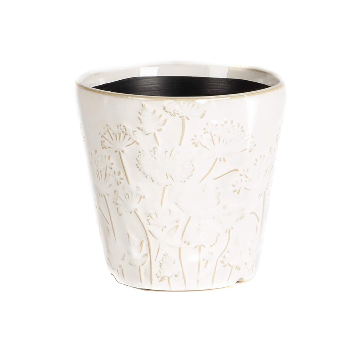 White Flower Emboss Pot 5.25In