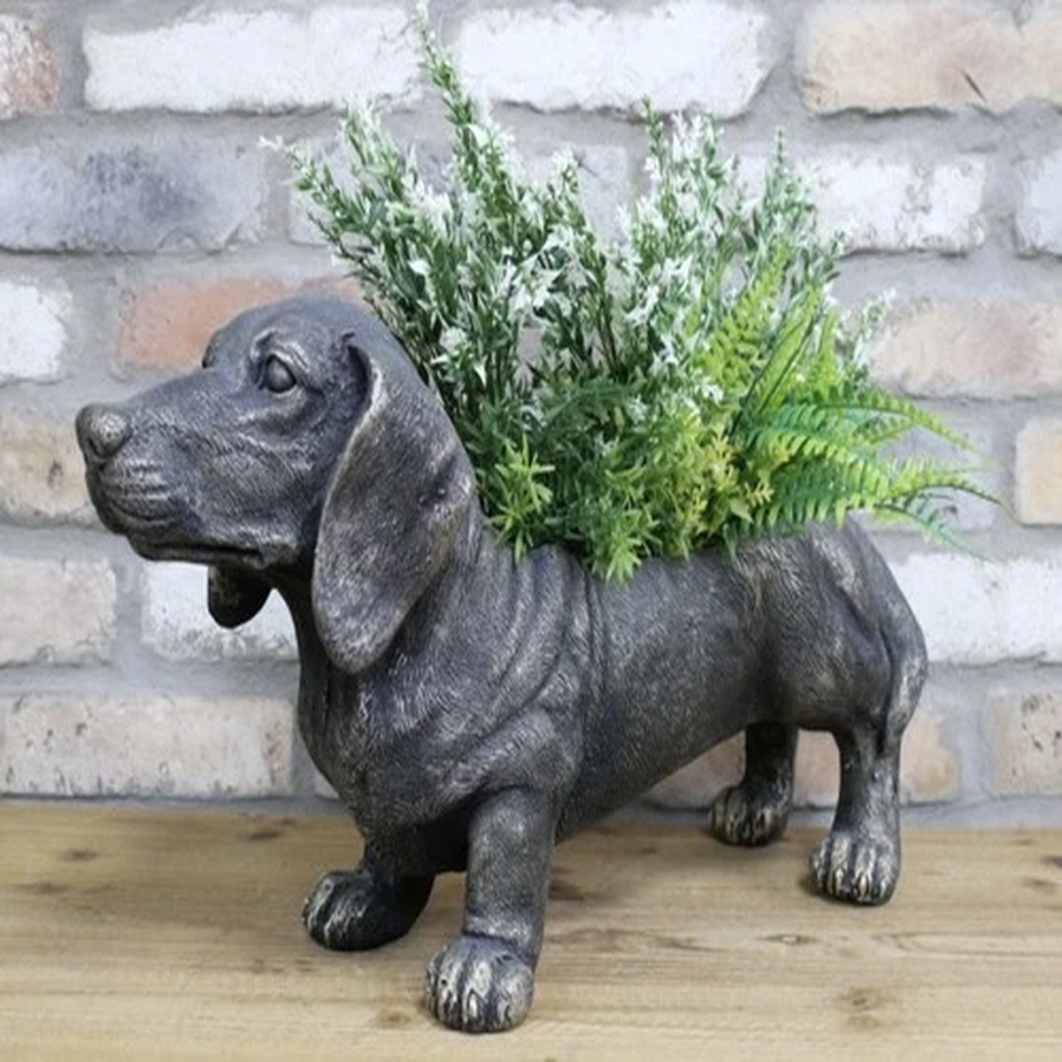 Large Sausage Dog Dachshund Dog Planter Vase Flower Pot Garden Decor