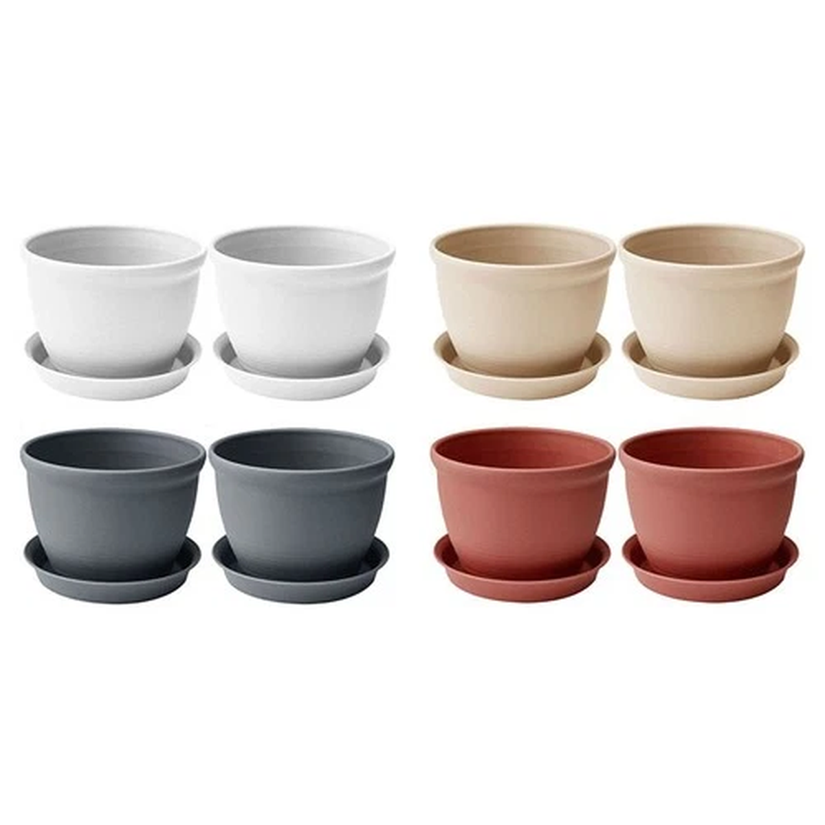 Pack of 2 Sturdy Round Flower Pots with Drainage Base for Indoor Planting Needs