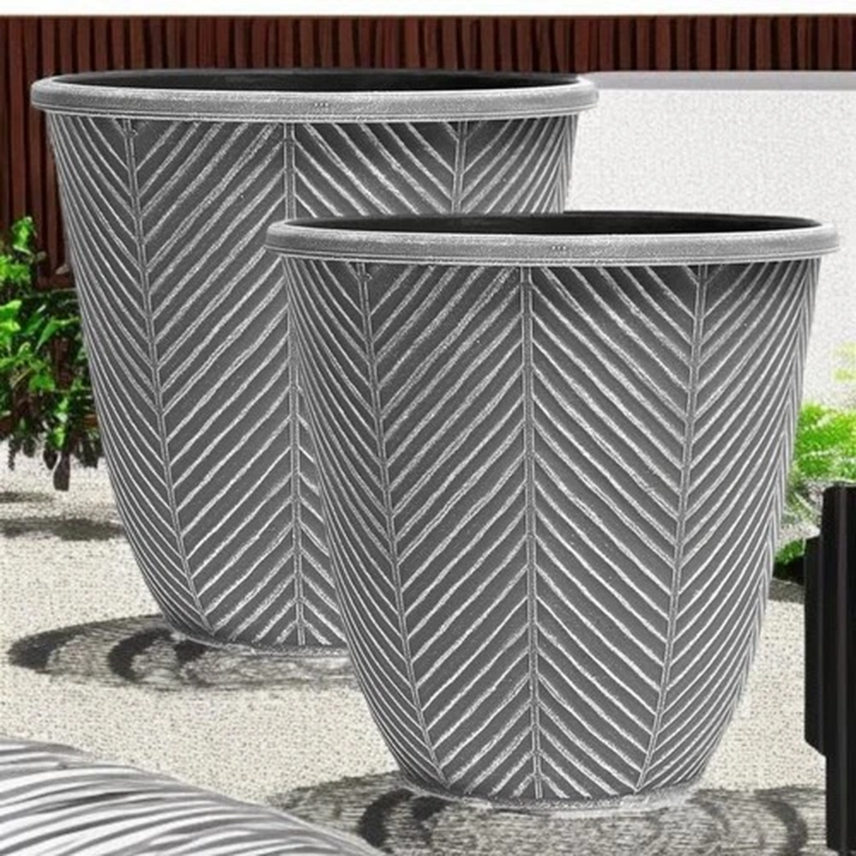 Palmetto Tall Planter 31cm Grey Large Garden Plant Pot Indoor Outdoor