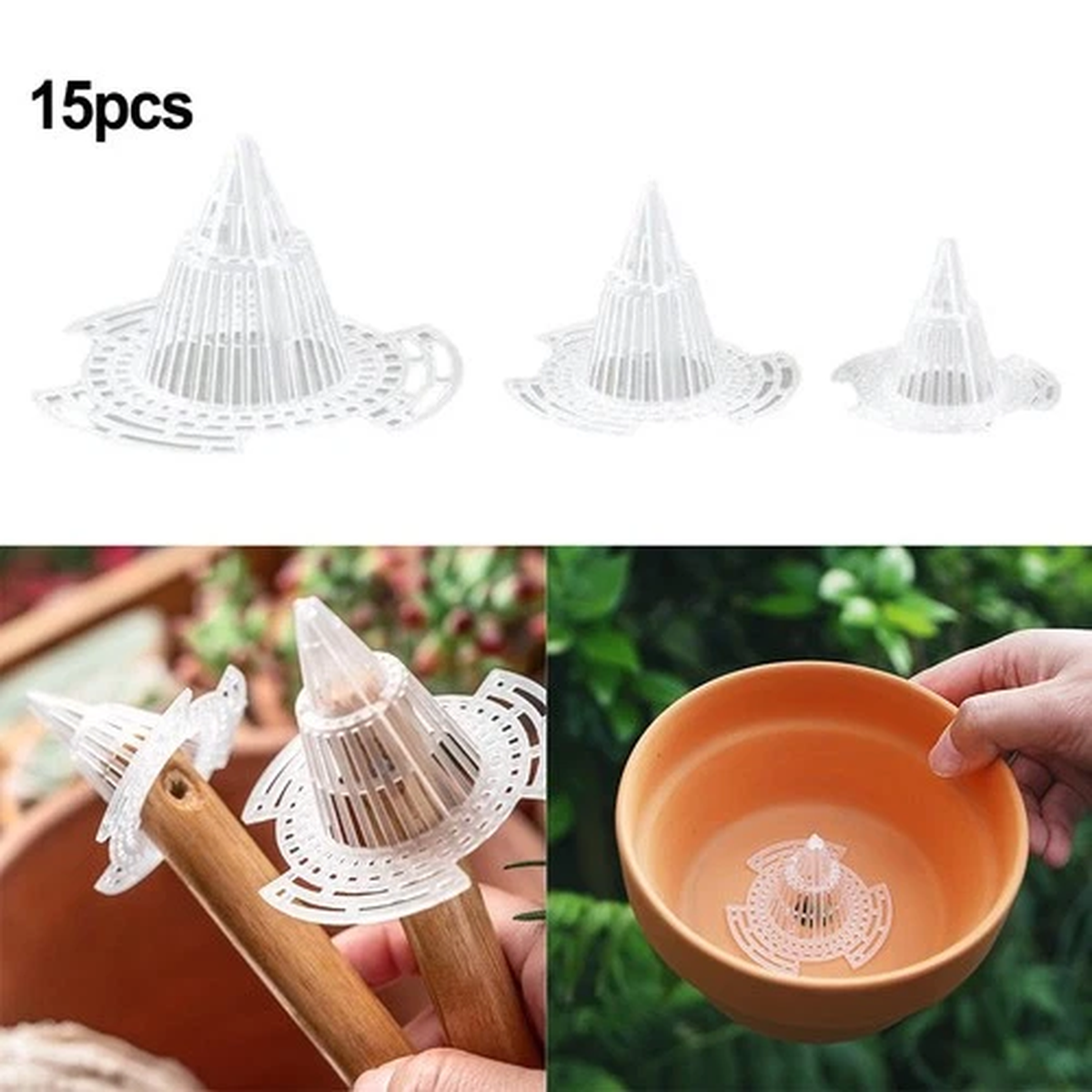 Enhance Root Growth with 15pcs Cone Design Mesh Gaskets for Plant Pots