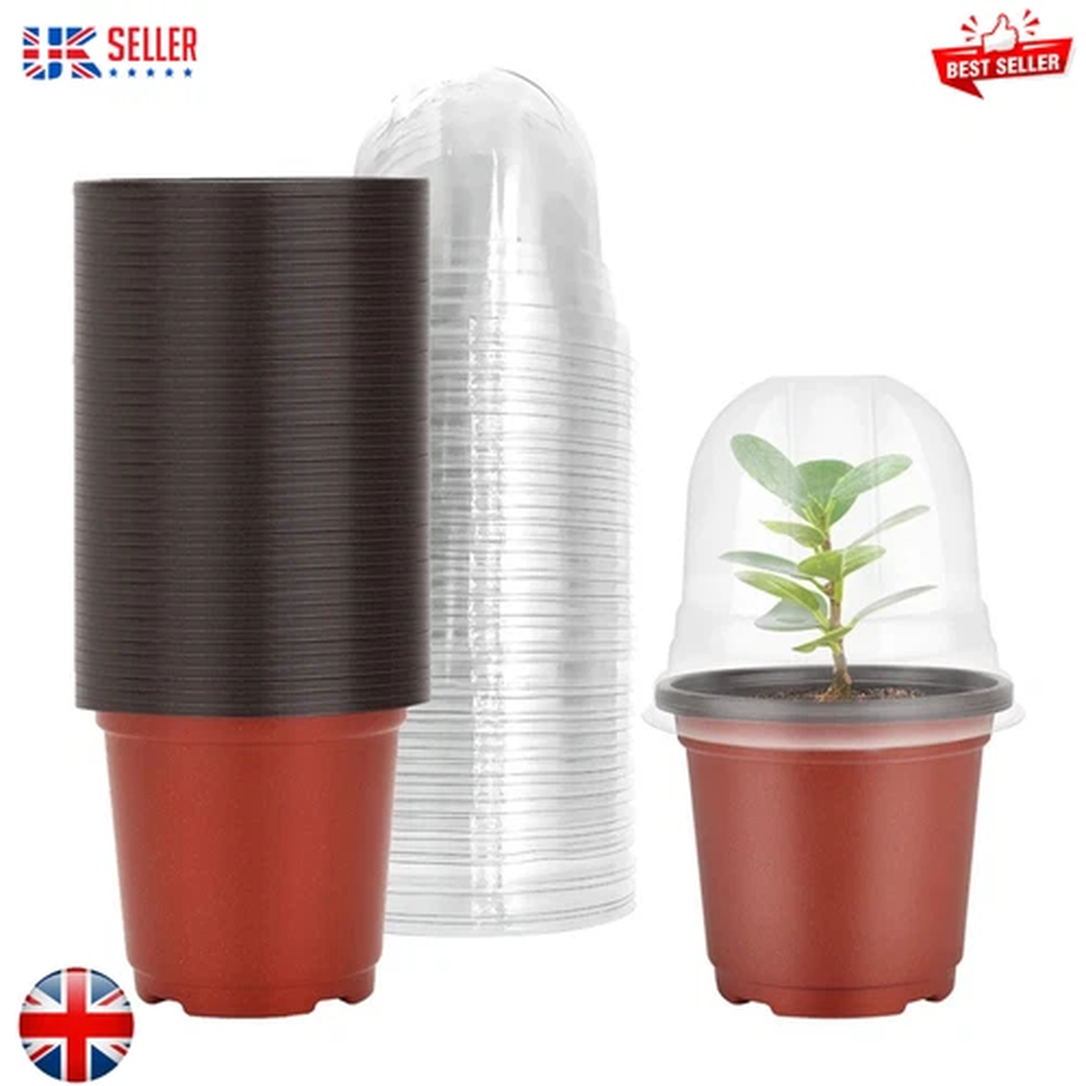 Plant Nursery Pots with Humidity Domes,40 Sets 4 Inch Soft Nursery Pots (40 Pots