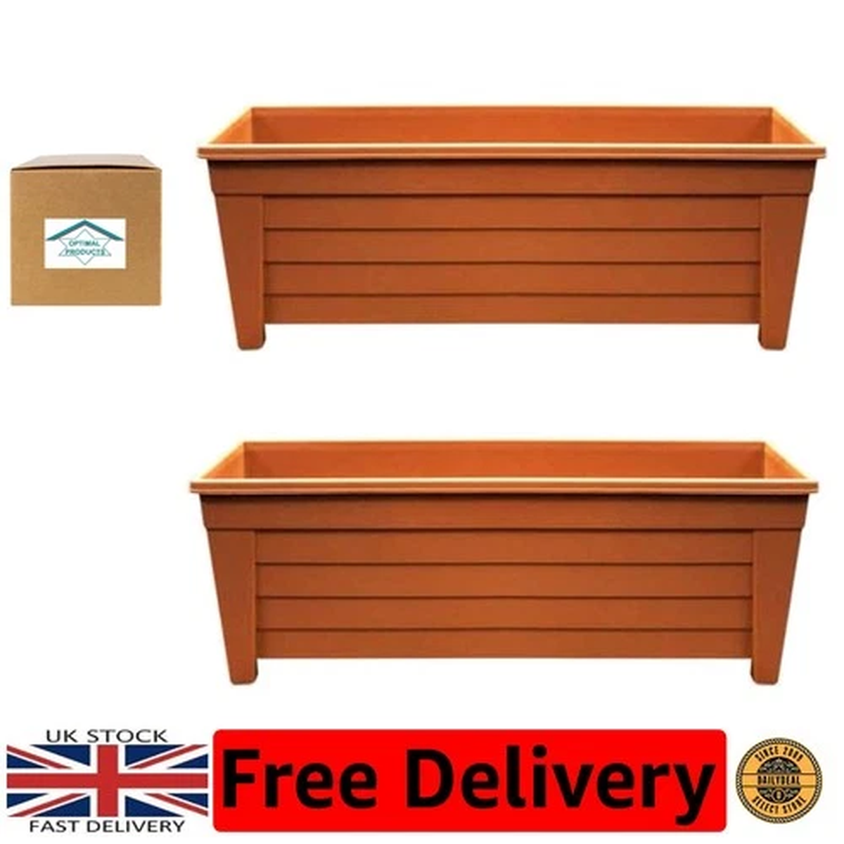 55cm Long Rectangular Garden Planter - Durable Trough with Drainage Holes
