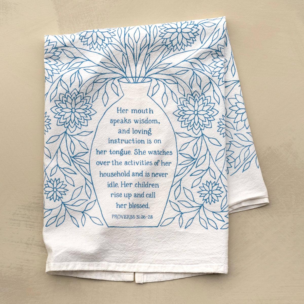 Call Her Blessed Scripture Tea Towel Proverbs 31
