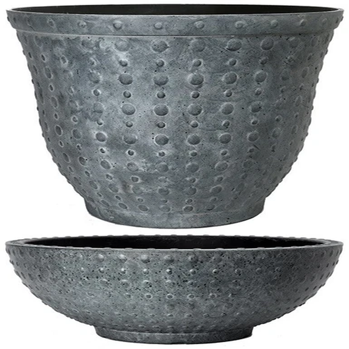 Concrete Grey Small Large Plant Pot Outdoor Garden Round Plastic Bowl Planter