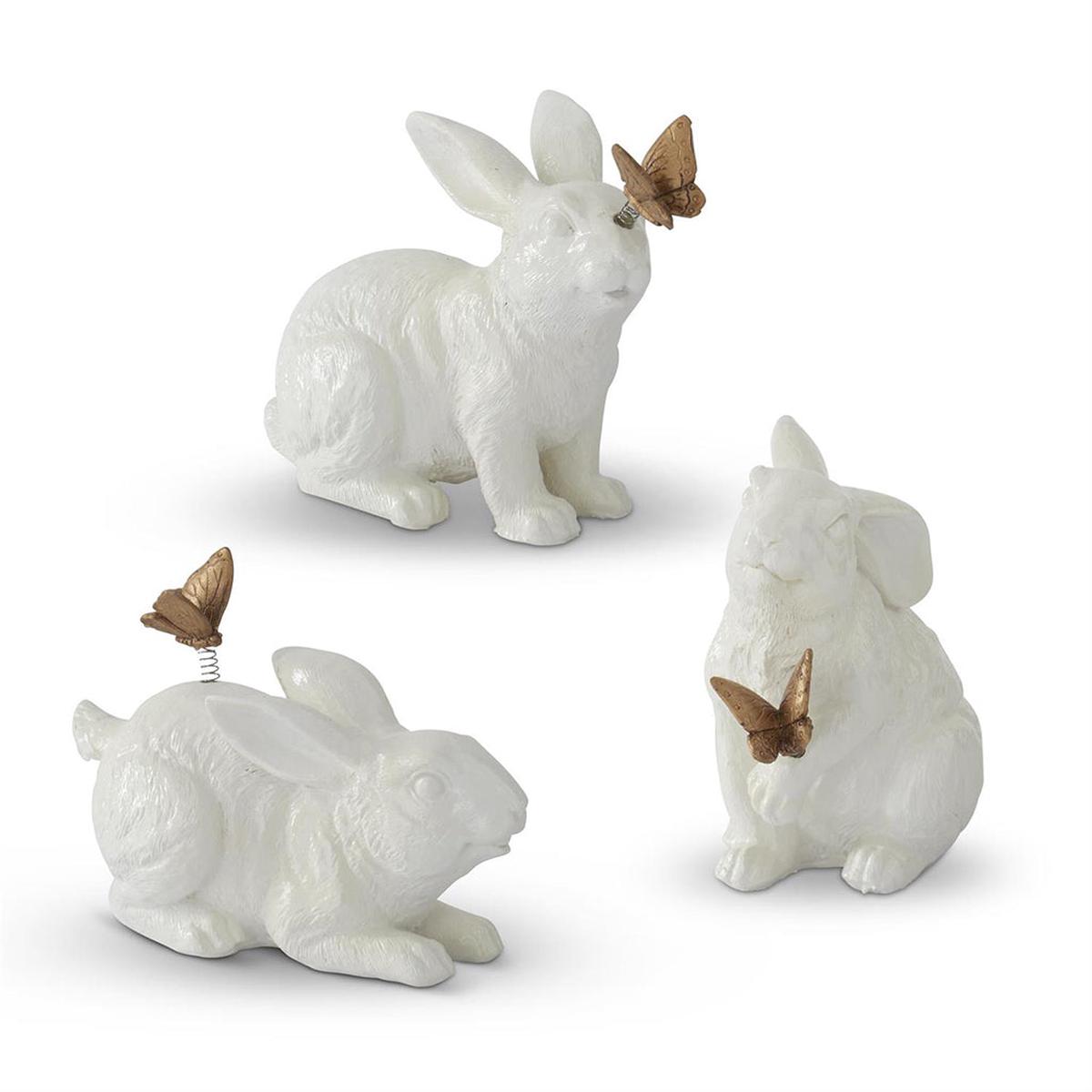 Garden Rabbits with Gold Butterflies