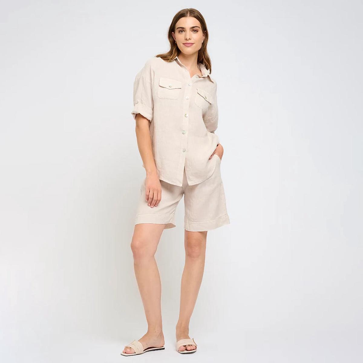 Linen Bermuda Shorts Beige