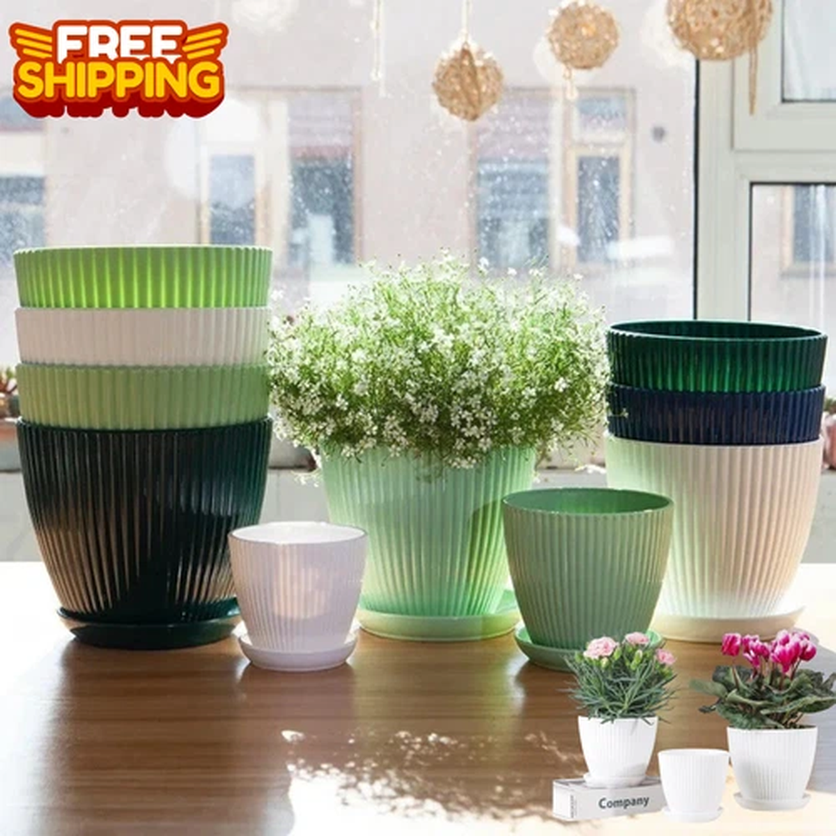Plant Pots Indoor Outdoor Plastic Flowerpot Small Medium Large RYFO 4 Colours