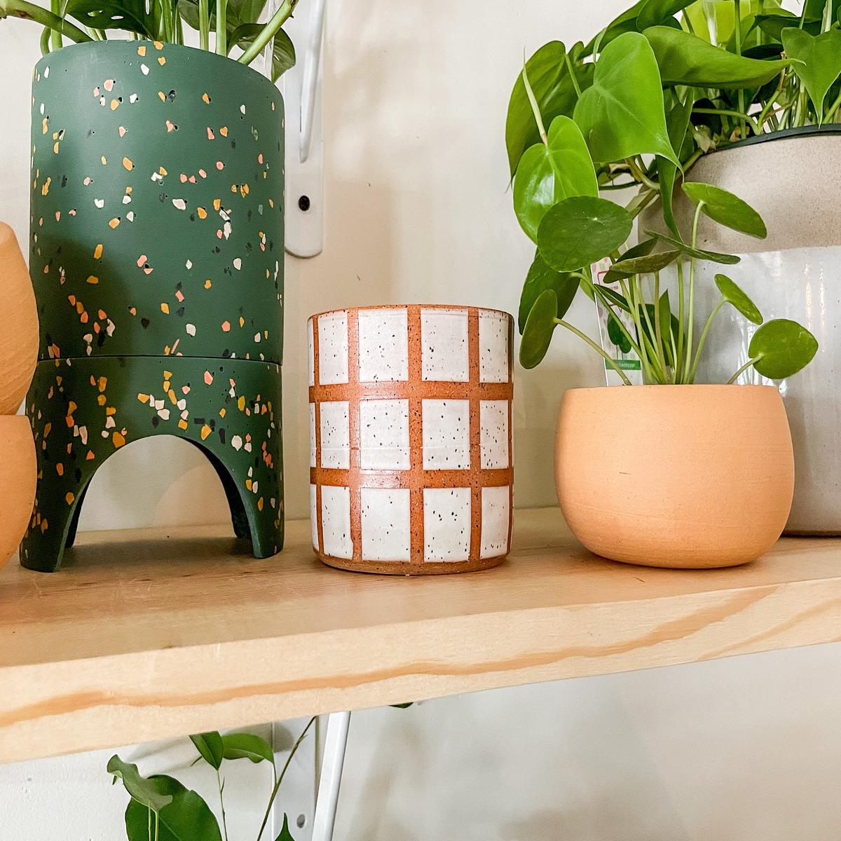 White Grid Planter