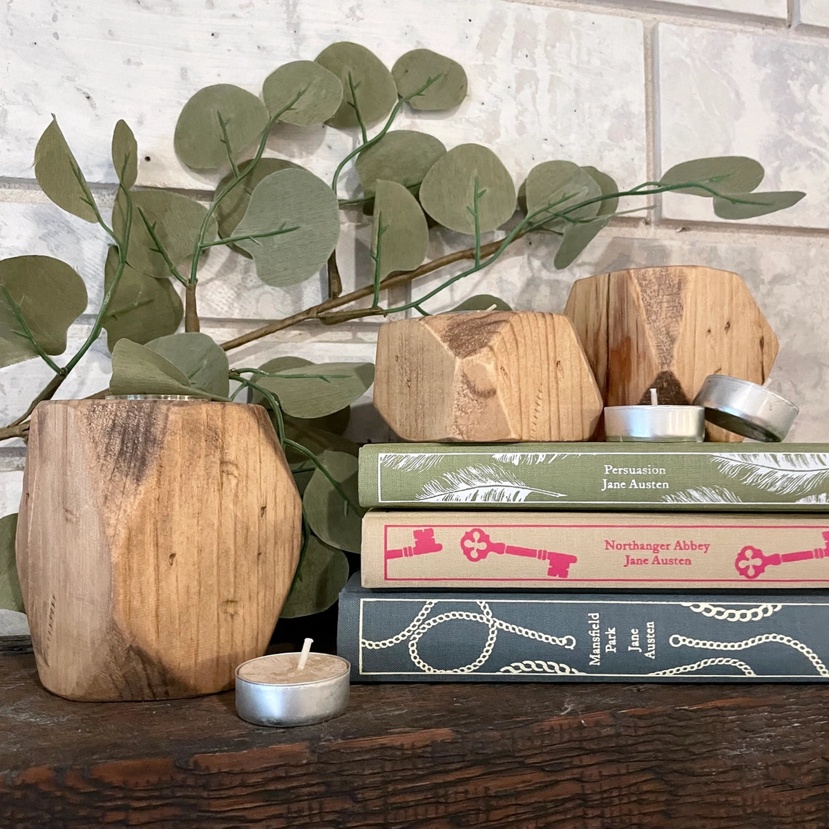 Geo Wooden Votive Candle Holder