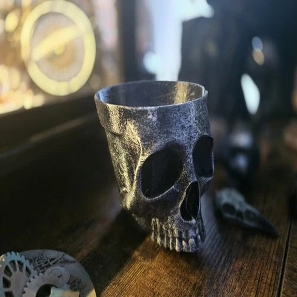 Skull Plant Pot Gothic Flower Pot  with drain holes unique oddity gift