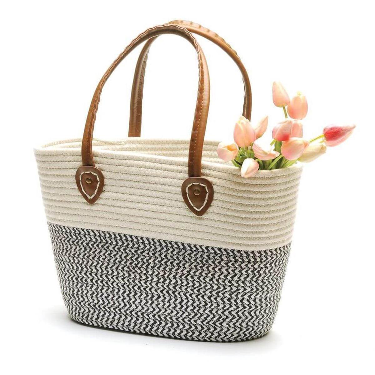 White And Black Market Bag
