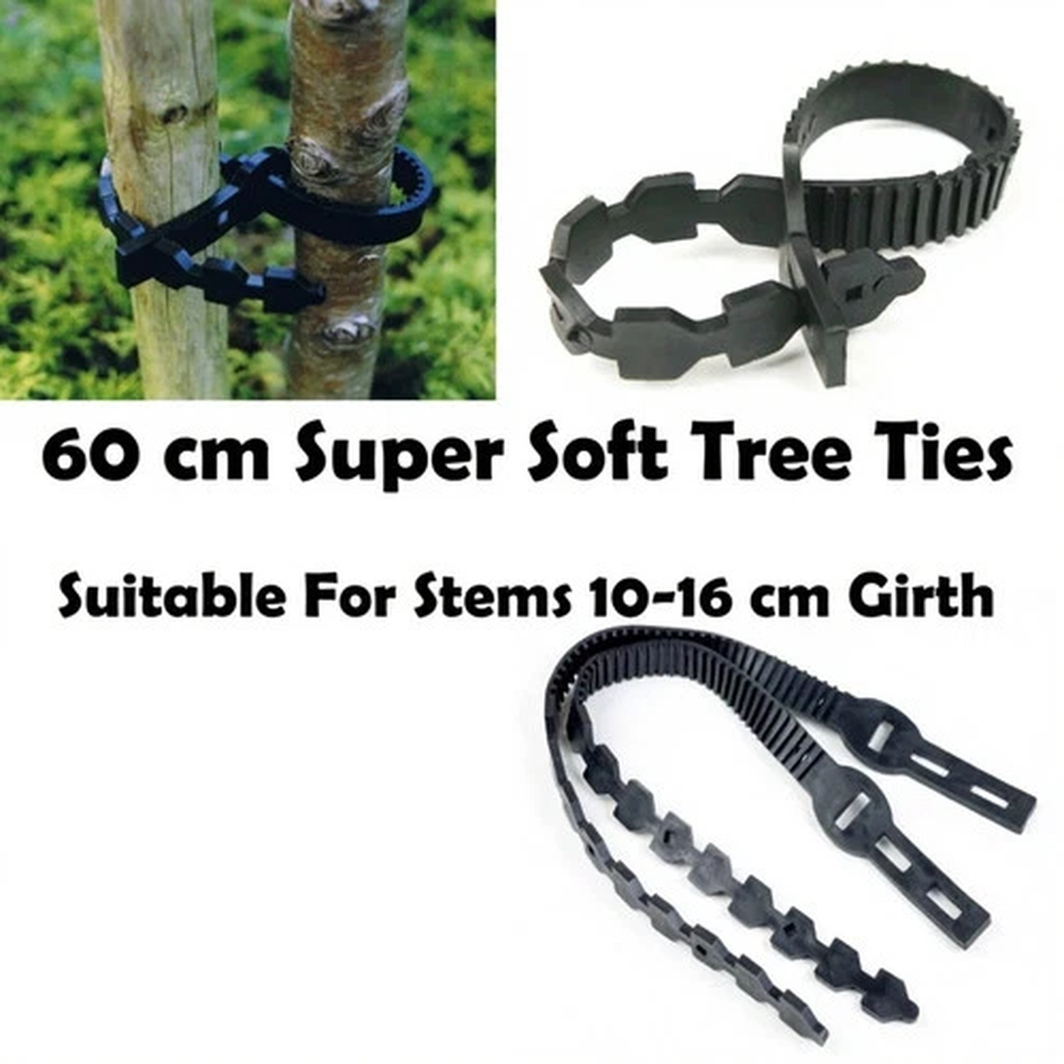 60cm Tree Ties Heavy Duty Super Soft Rubber Plant Support Straps Adjustable
