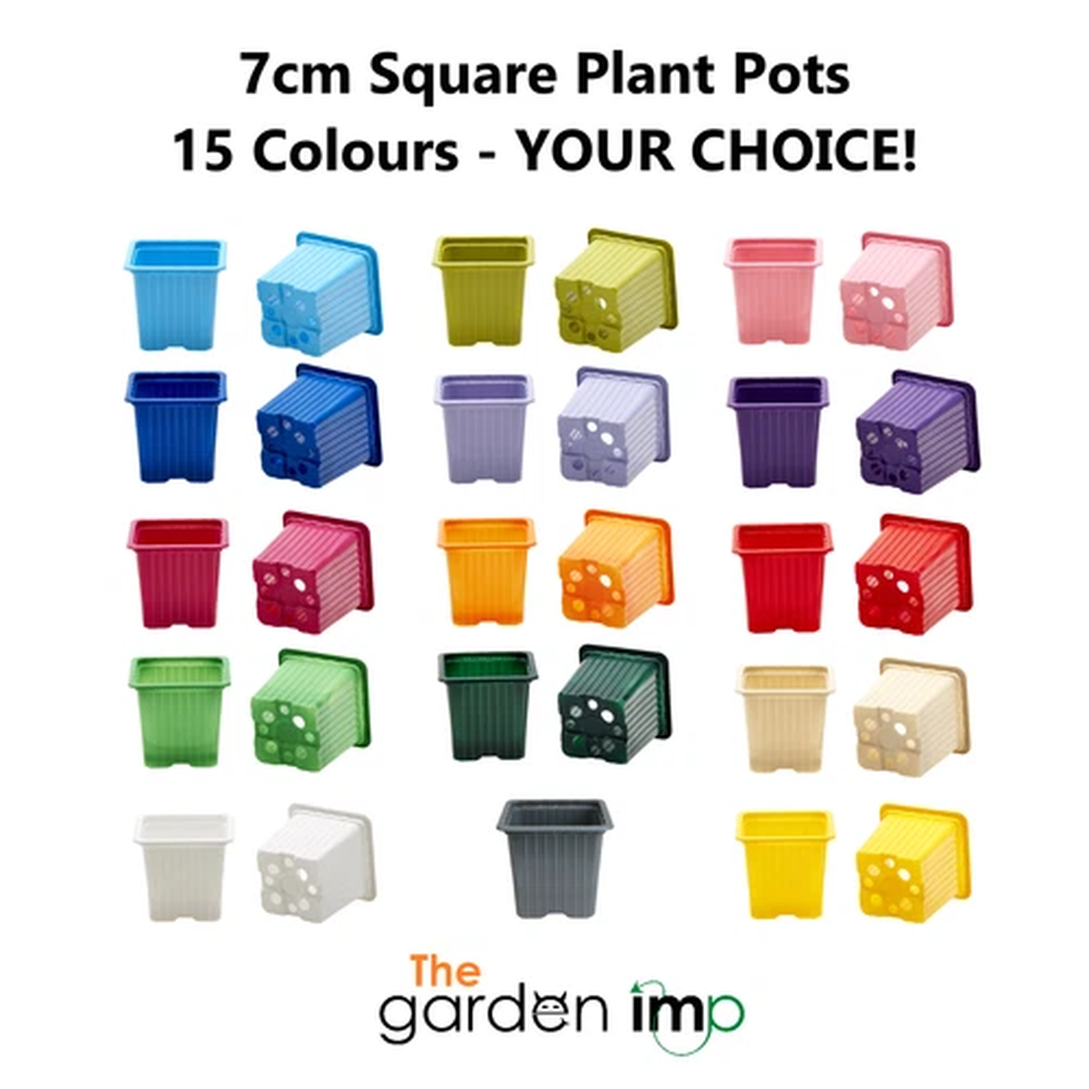 7cm Square Plastic Plant Pots Coloured Bright Small Seed Plug Flower Pot BESPOKE