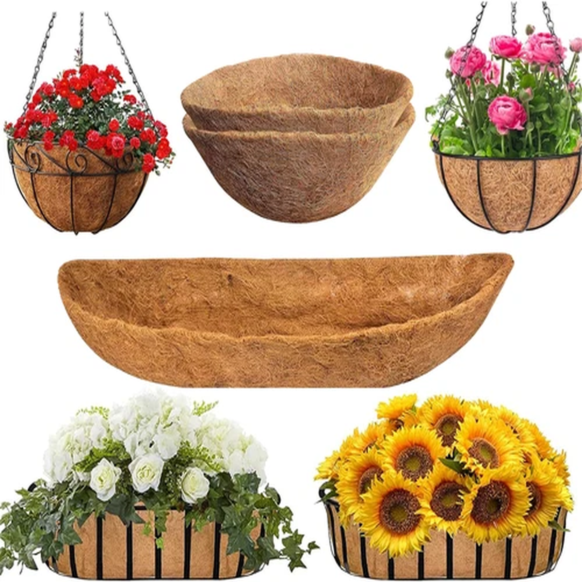 Trough Basket Liners Wall Garden Planter Woodside Deep Natural Coco Fibre Coir