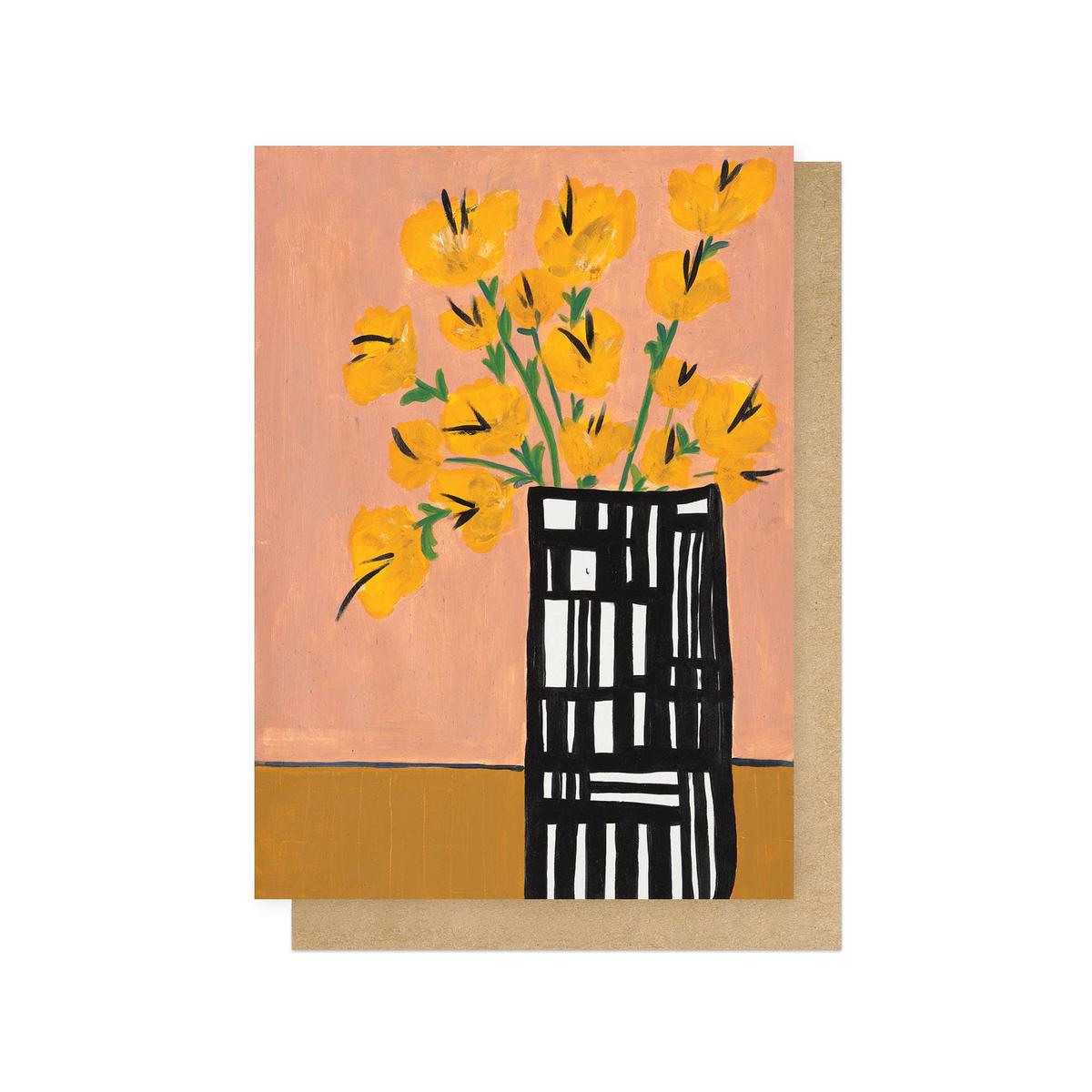 Black and White Vase Greetings Card