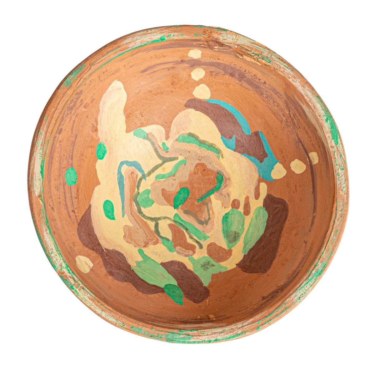 Decorative Hand-Painted Terra-cotta Bowl