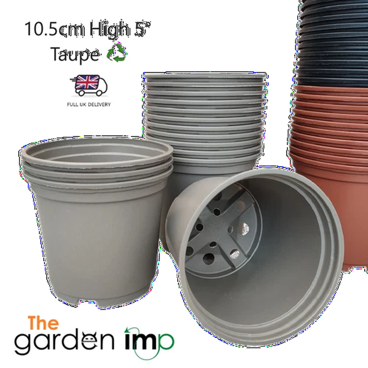 Plant Pots Plastic 10.5cm Round Full Deep Bulb Seed Potting on Flower Pot Taupe