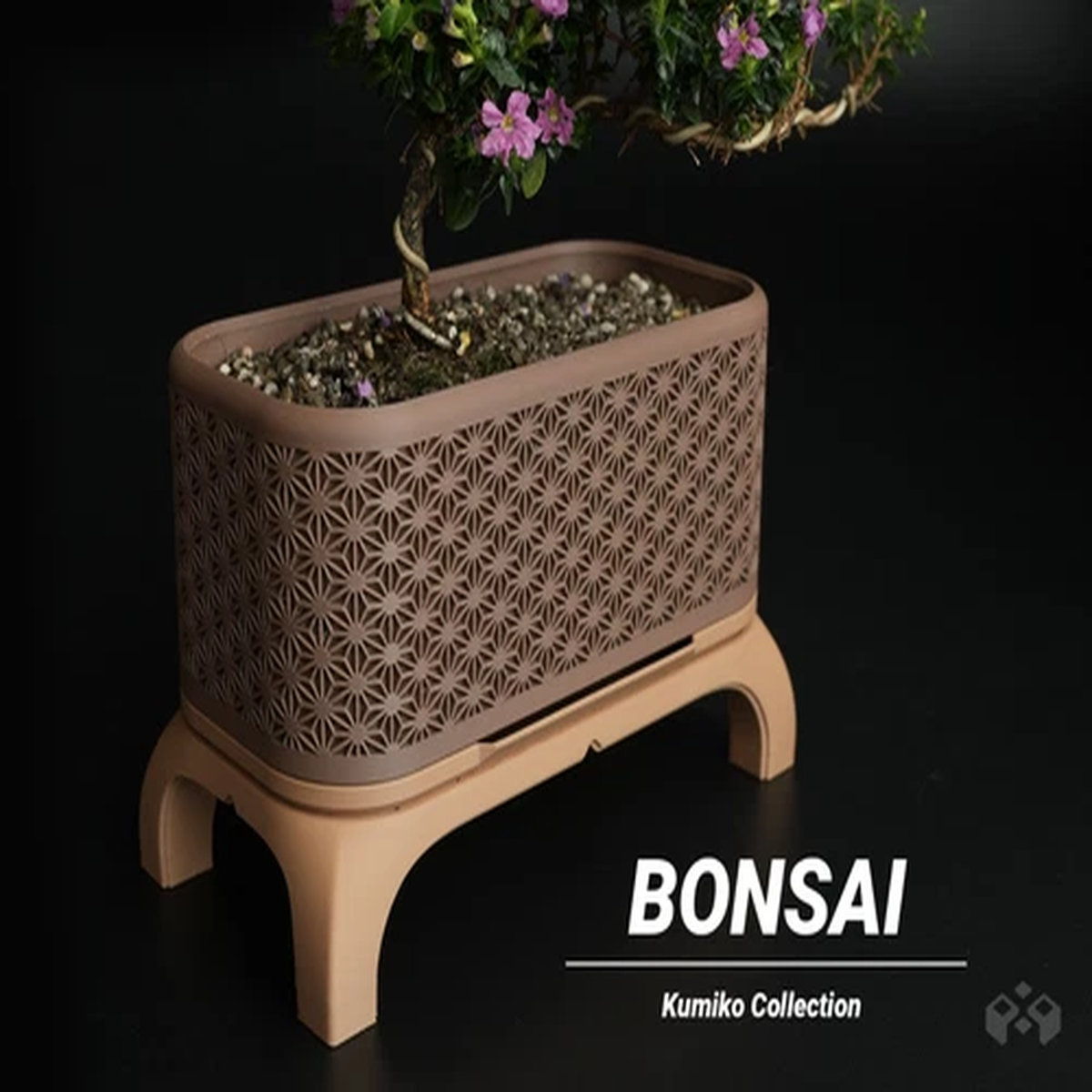 Kumiko Bonsai Planter with Legs - Rectangle, Planter, Plant Pot (MEY-0004)