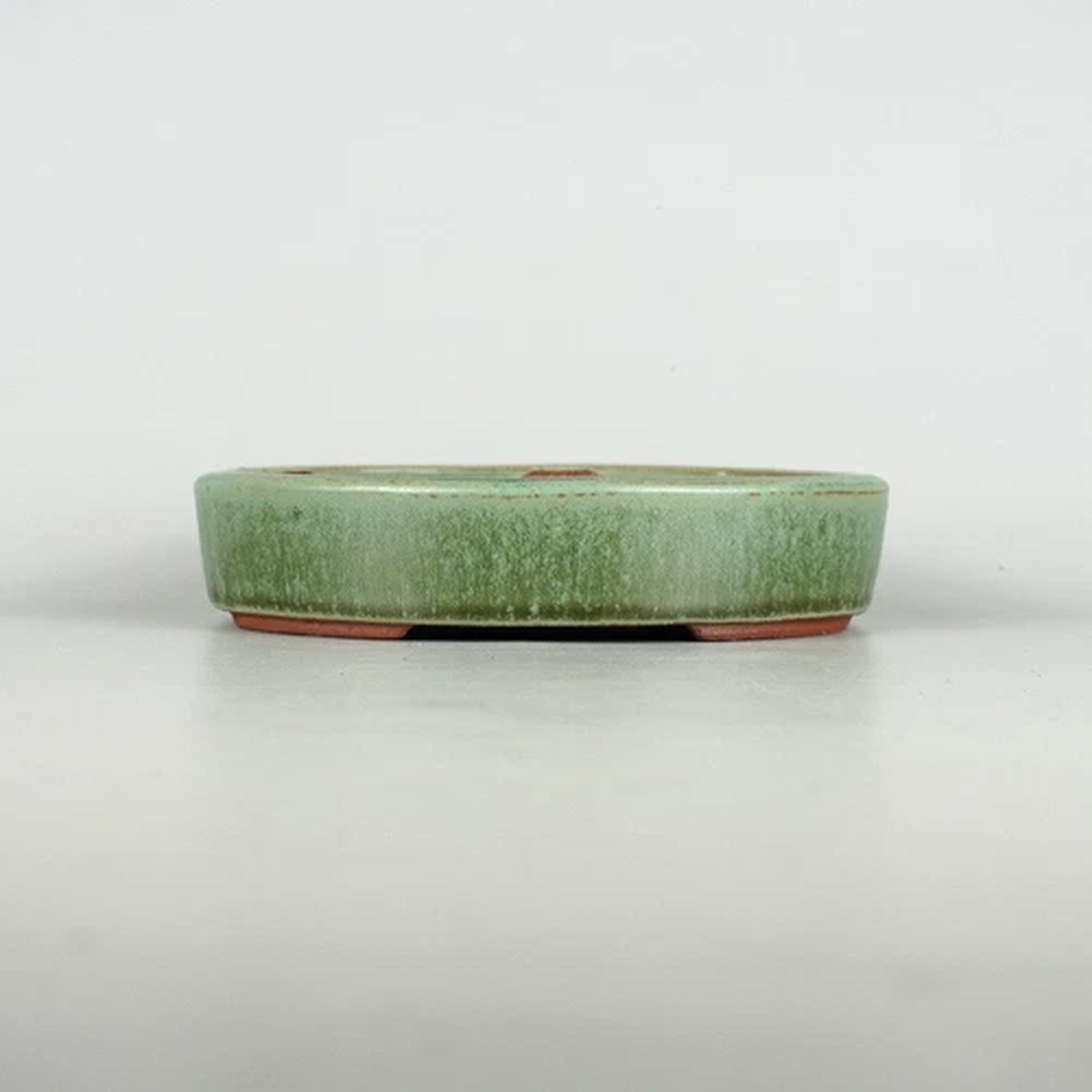 Tokoname YOZAN Kiln EIMEI Signed Bonsai Pot Green Glazed 7.2in
