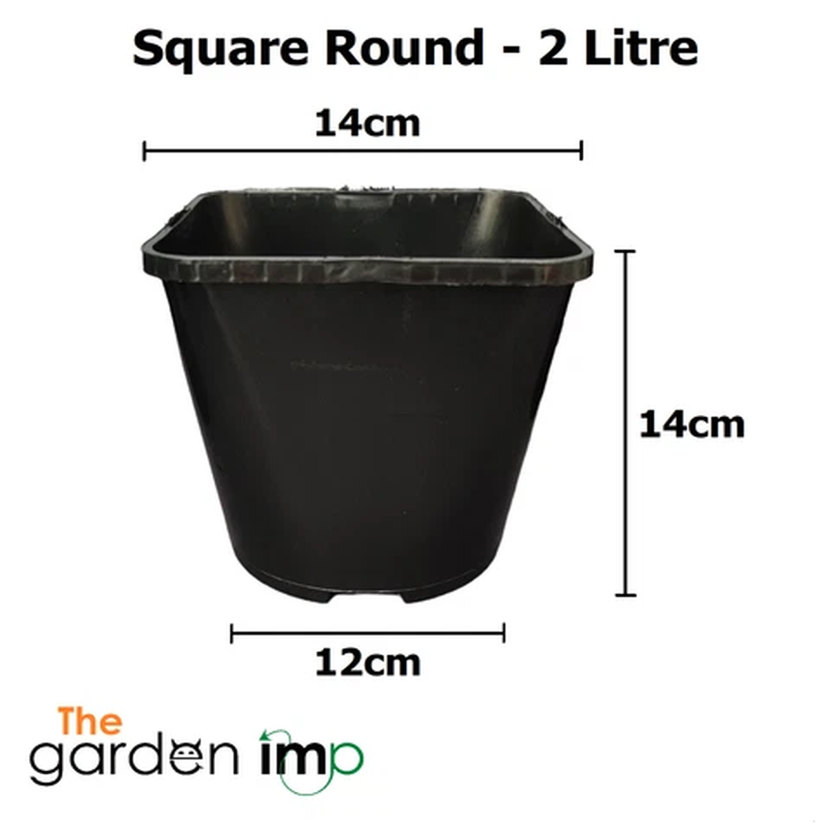 2L Square Plant Pots Black Plastic Strong Professional 14cm Litre Growing Pot