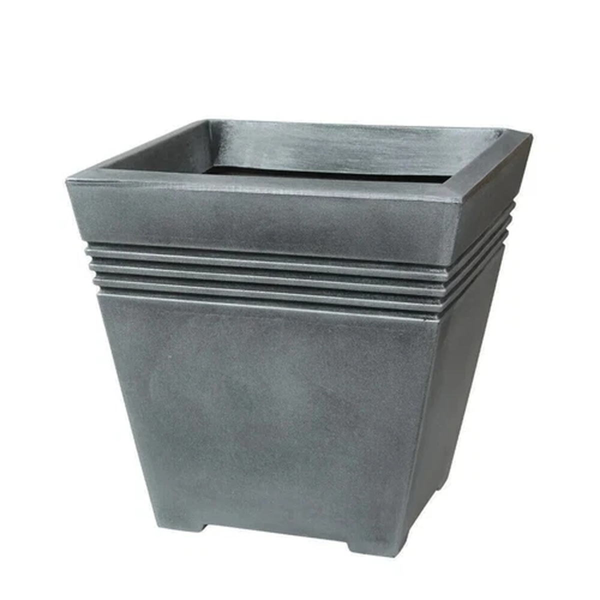 34cm Tall Pewter Plant Pot Indoor Outdoor Garden Square Plastic Flower Planter