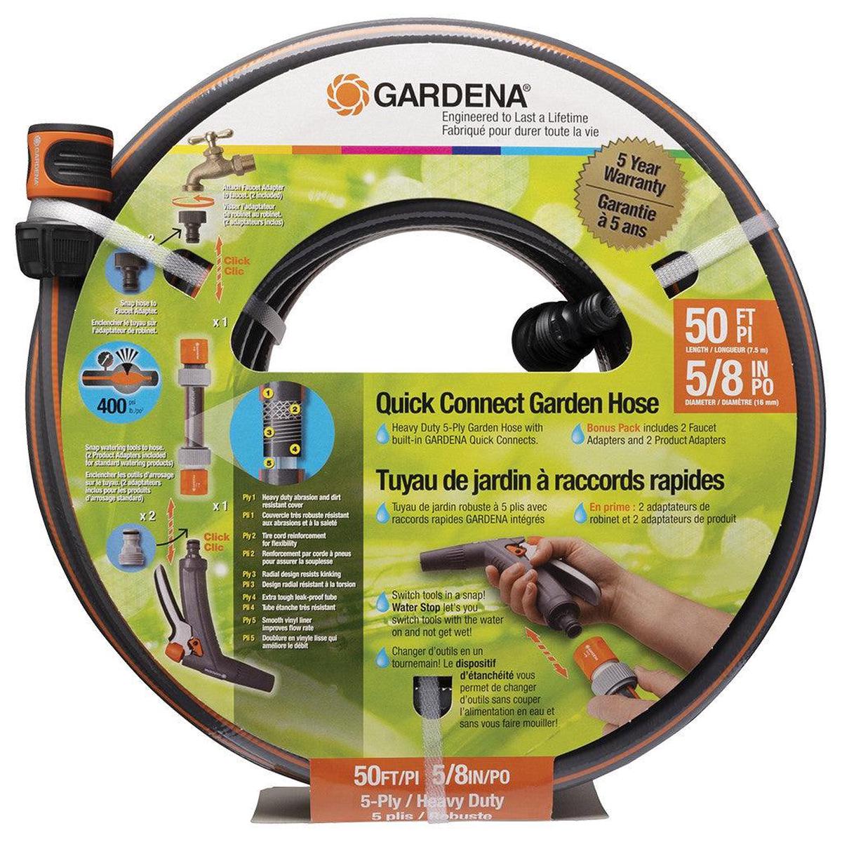 Gardena Hose Quickconn.5/8x50'