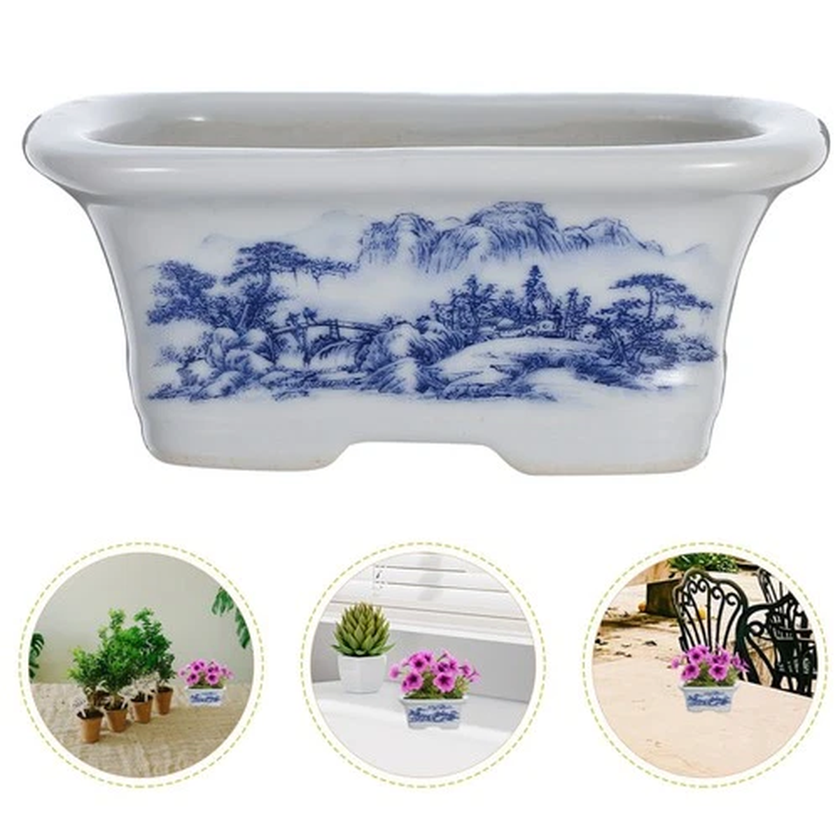 Mini Ceramic Flower Pot Porcelain Planter Chinese Flowerpot Asian