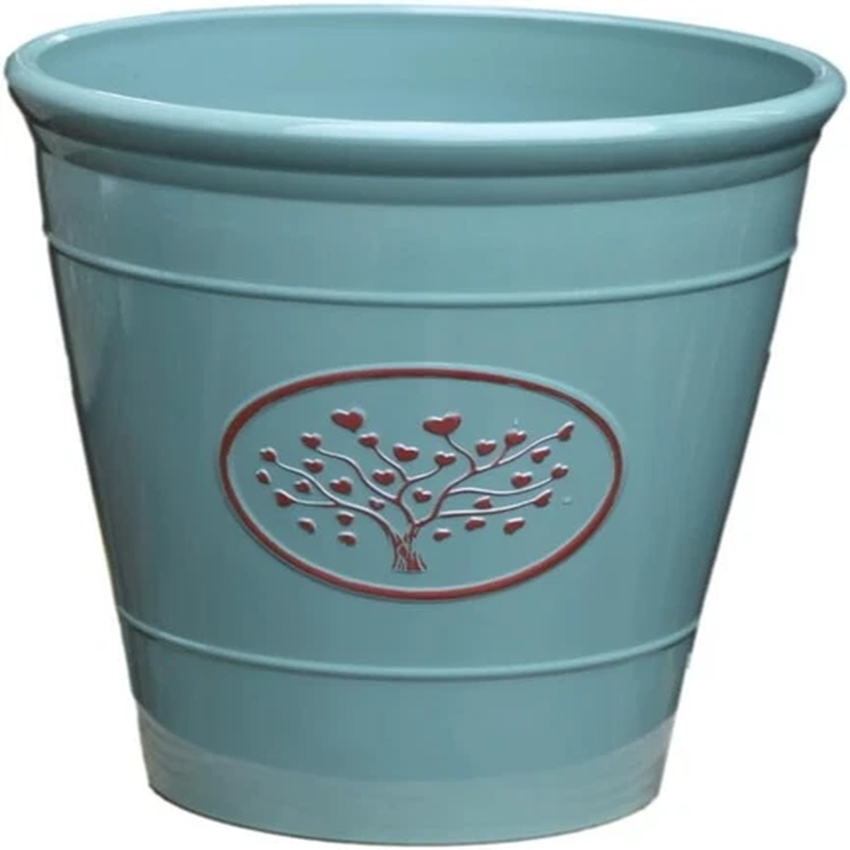 Plastic Olive Green Planter 30cm Round Indoor Outdoor 14L Gloss Garden Plant Pot