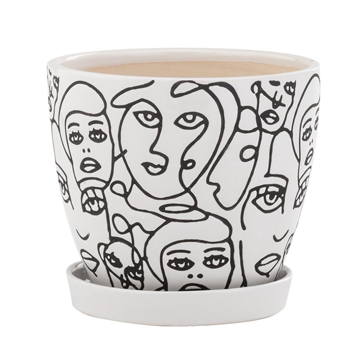 Planter with Saucer Faces