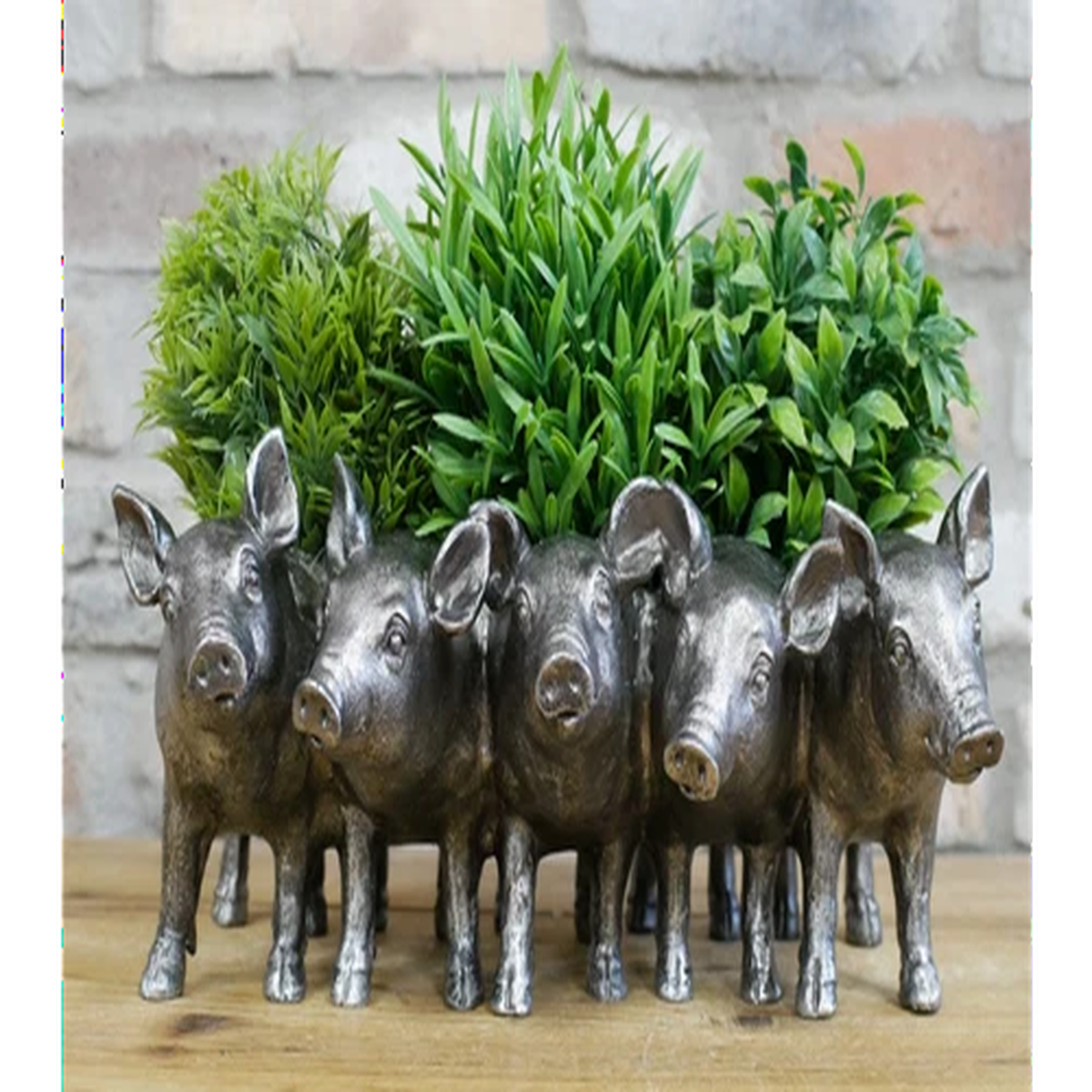 Silver Pig Plant Pot Planter Farm Animal Flower Pot Farmyard Ornament Garden D